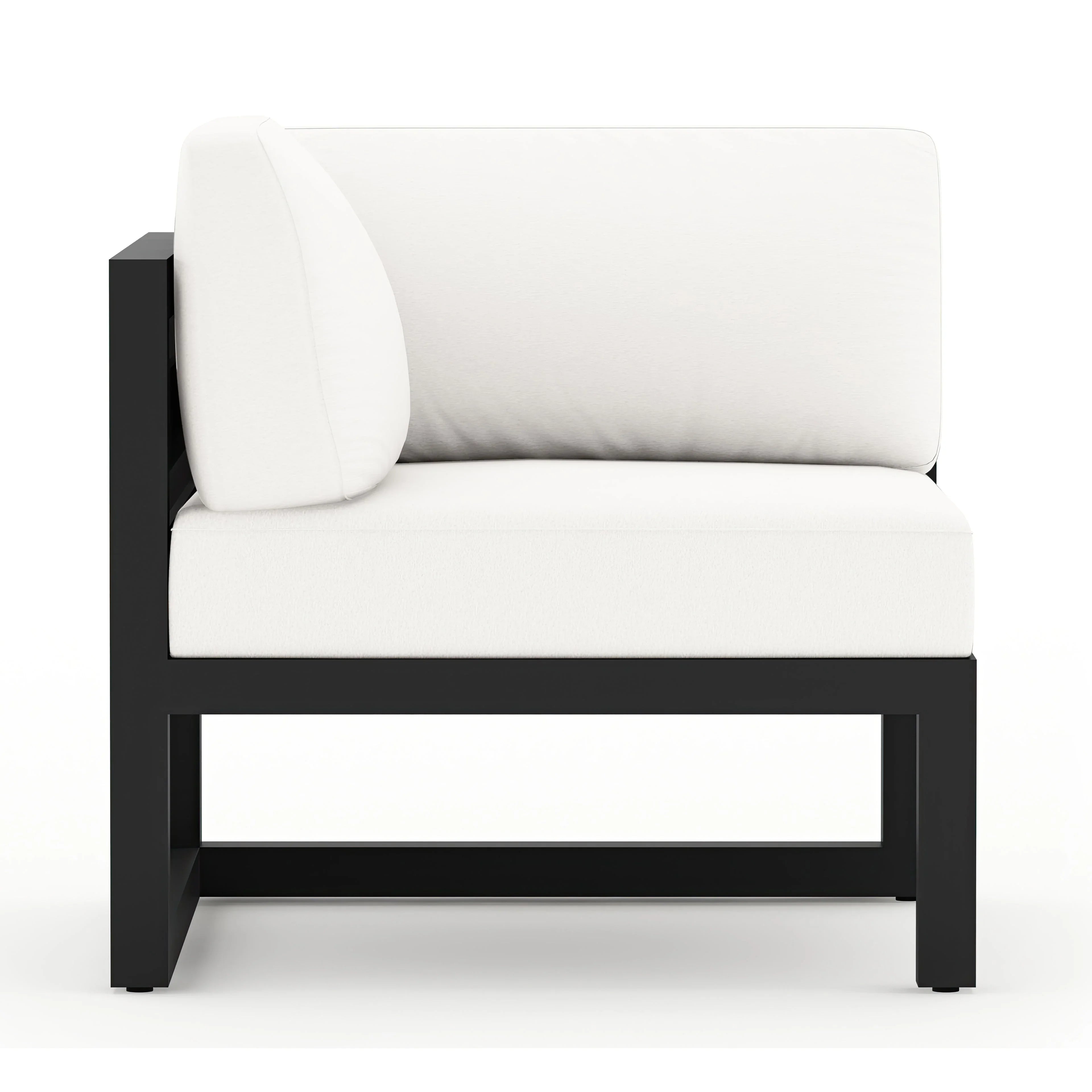 Avion 5 Piece Aluminum Sectional Set#Finish_Black#Fabric_Canvas Natural