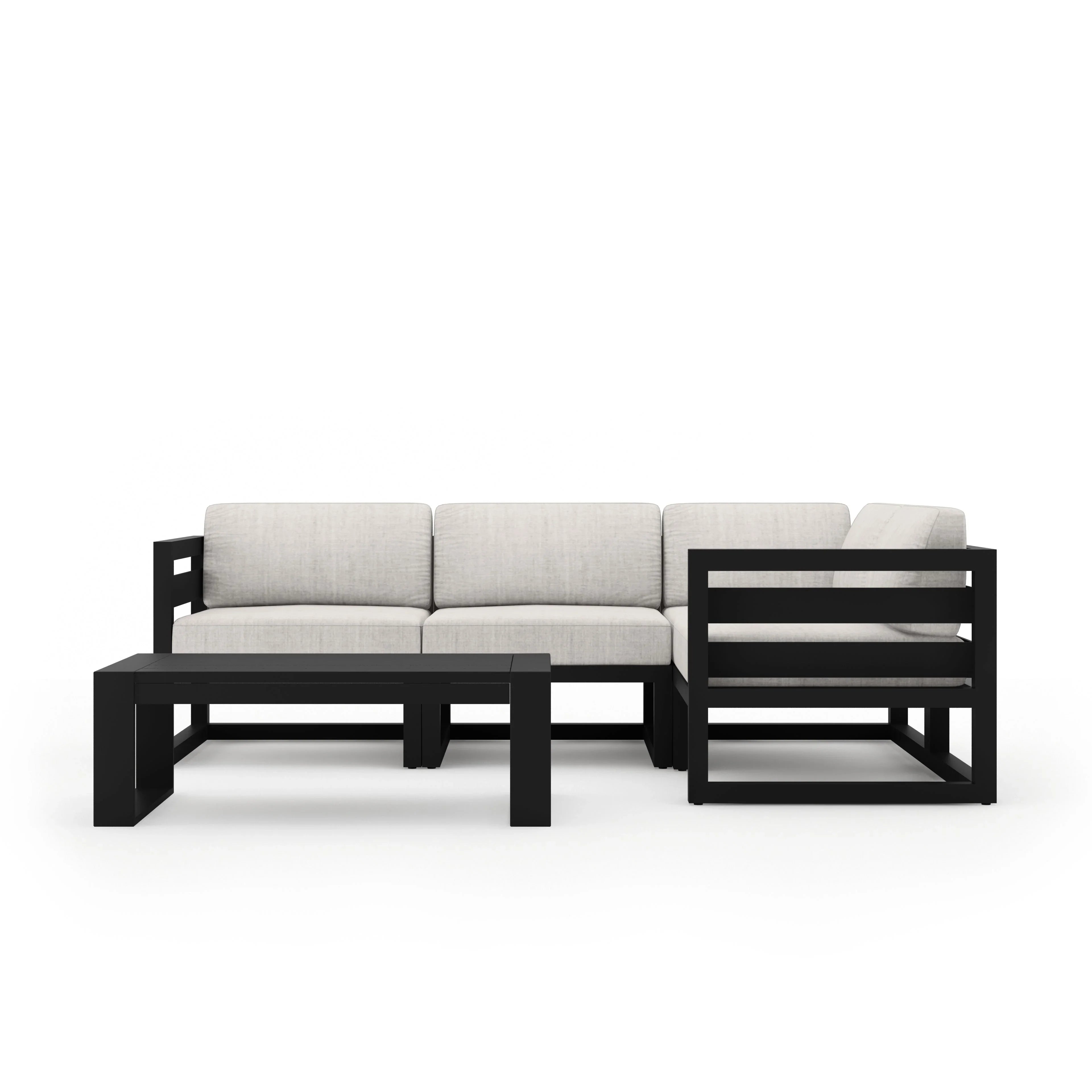 Avion 5 Piece Aluminum Sectional Set#Finish_Black#Fabric_Cast Silver