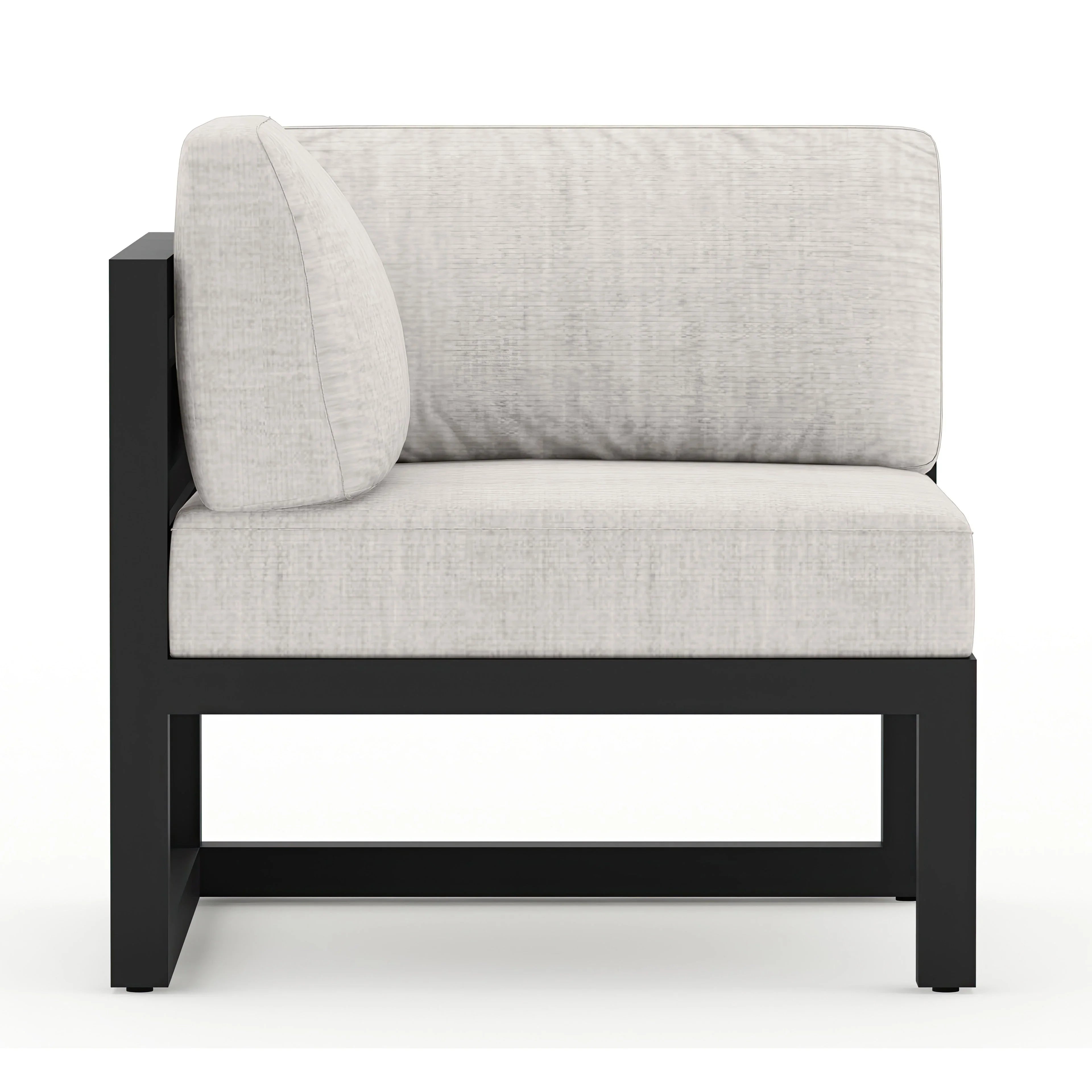 Avion 5 Piece Aluminum Sectional Set#Finish_Black#Fabric_Cast Silver