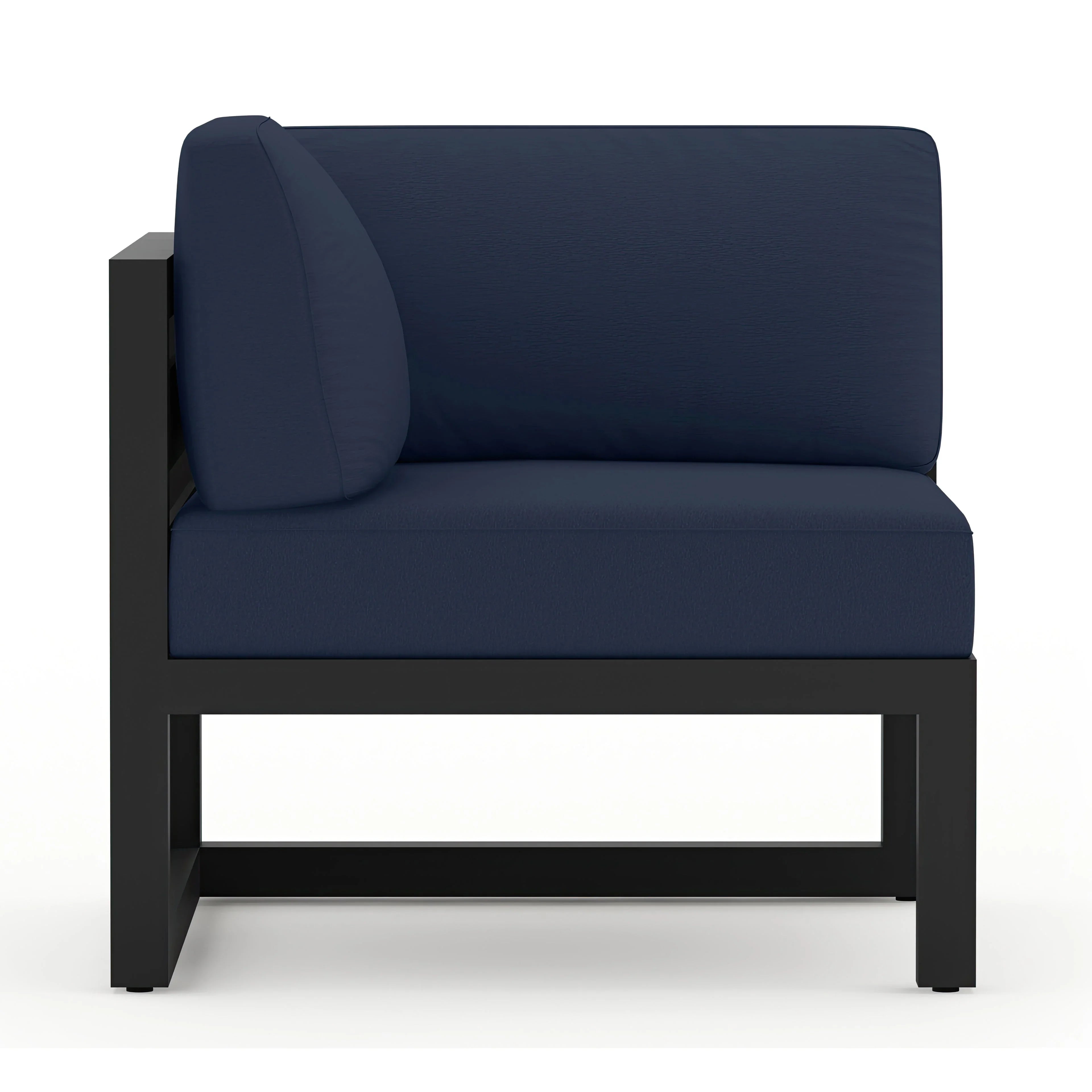 Avion 5 Piece Aluminum Sectional Set#Finish_Black#Fabric_Spectrum Indigo
