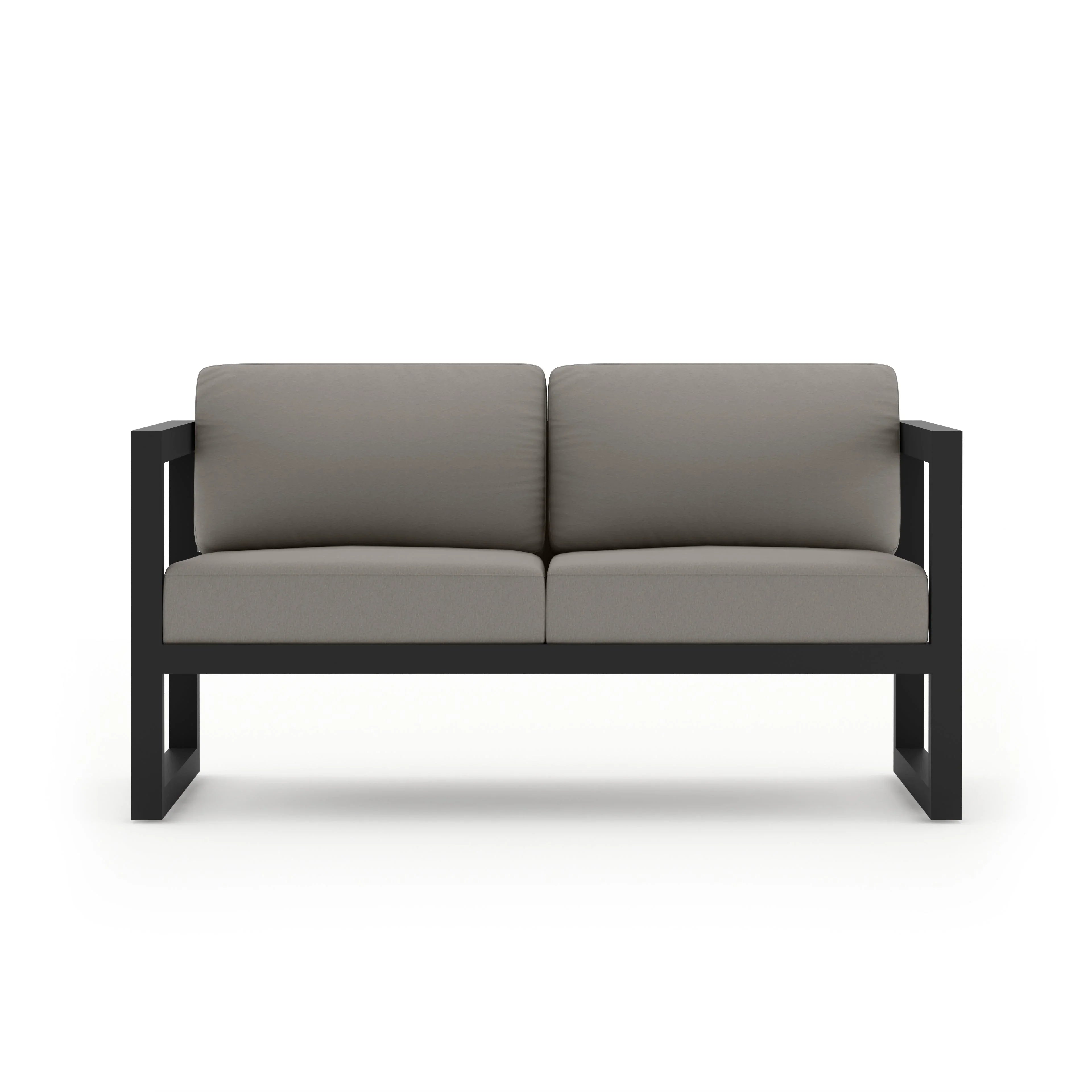 Avion 5 Piece Aluminum Sofa Set#Finish_Black#Fabric_Canvas Charcoal