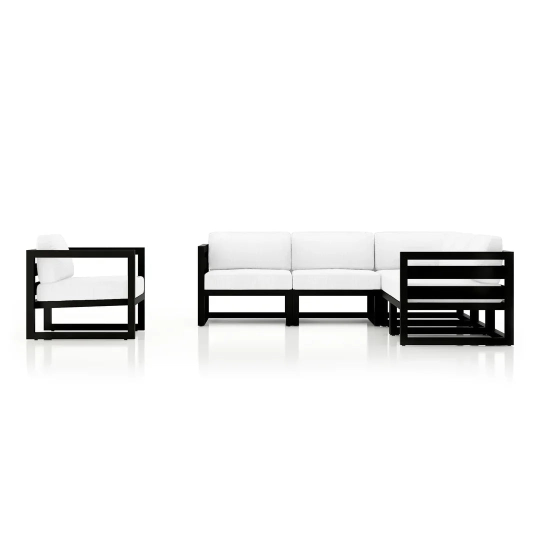 Avion 6 Piece Aluminum Sectional Set#Finish_Black#Fabric_Canvas Natural