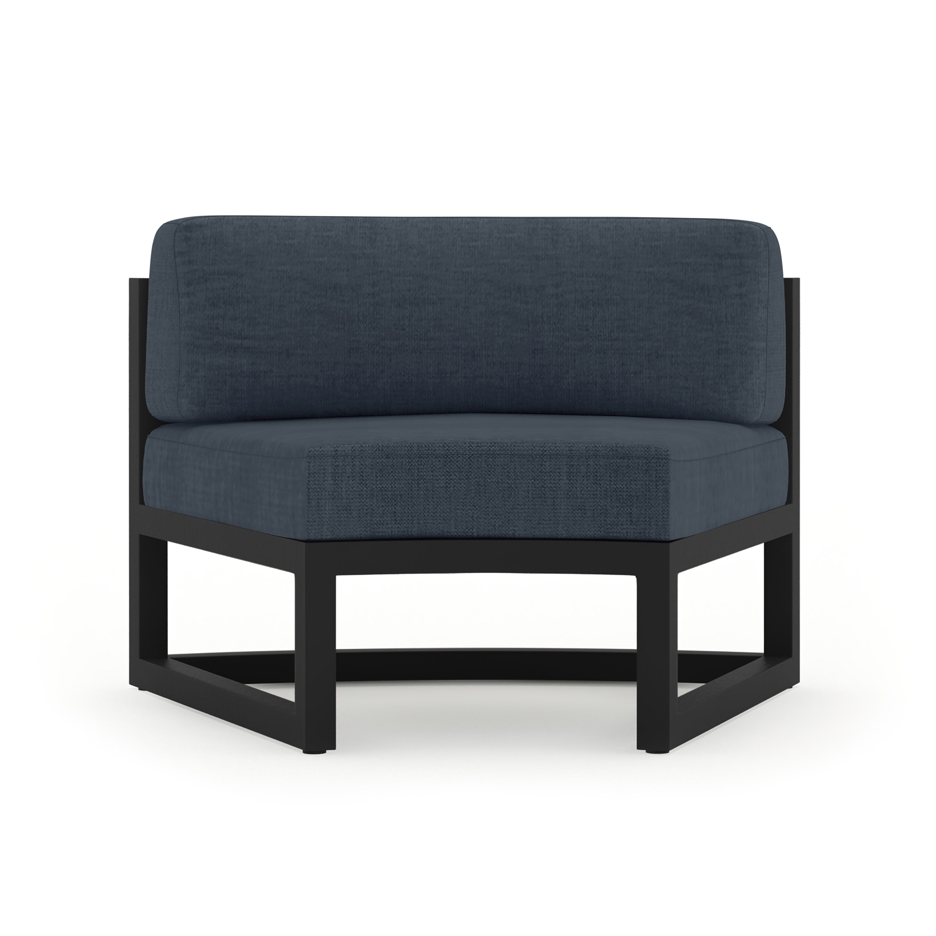 Avion 7 Piece Aluminum Curve Sectional Set#Finish_Black#Fabric_Spectrum Indigo