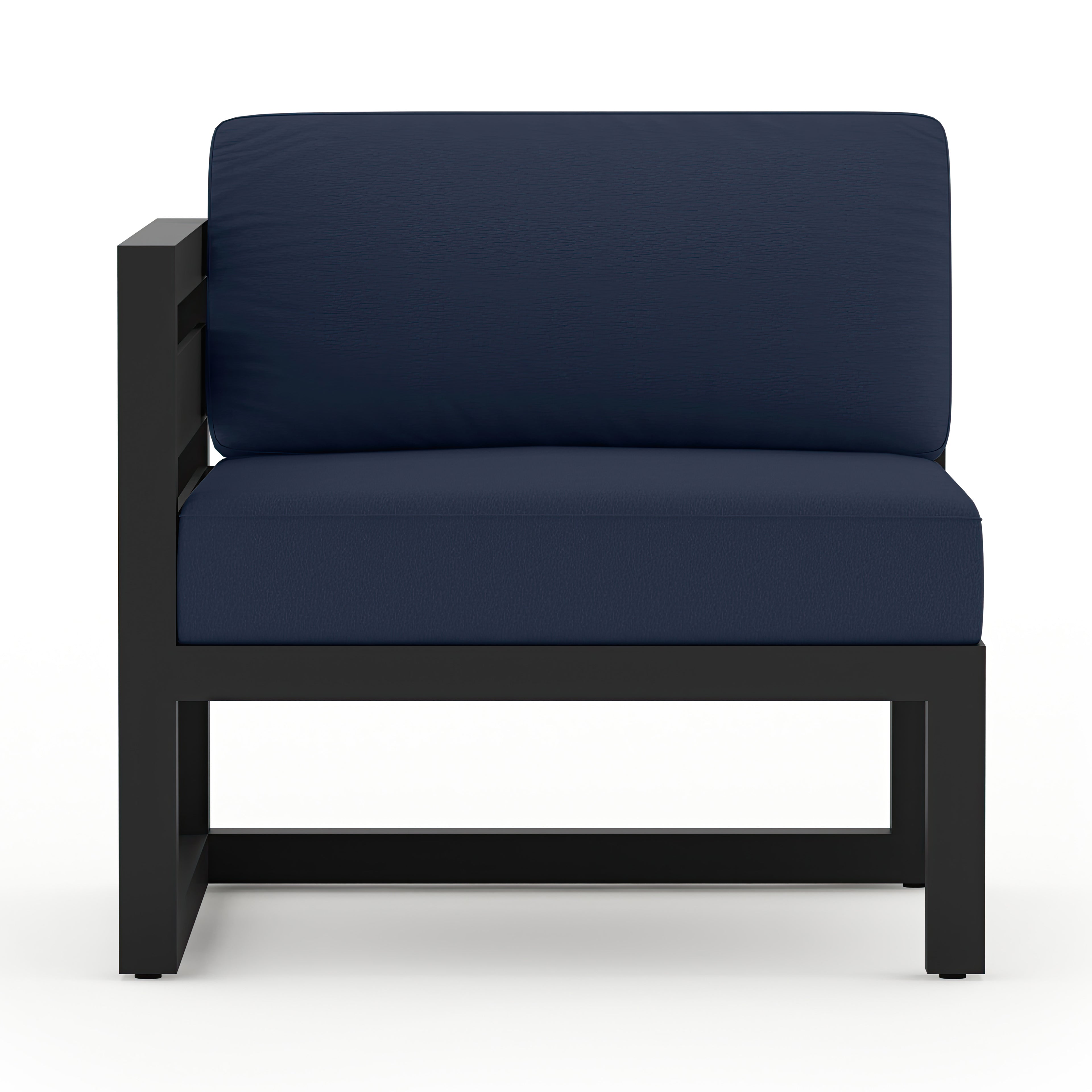 Avion 8 Piece Aluminum Sectional Set#Finish_Black#Fabric_Spectrum Indigo