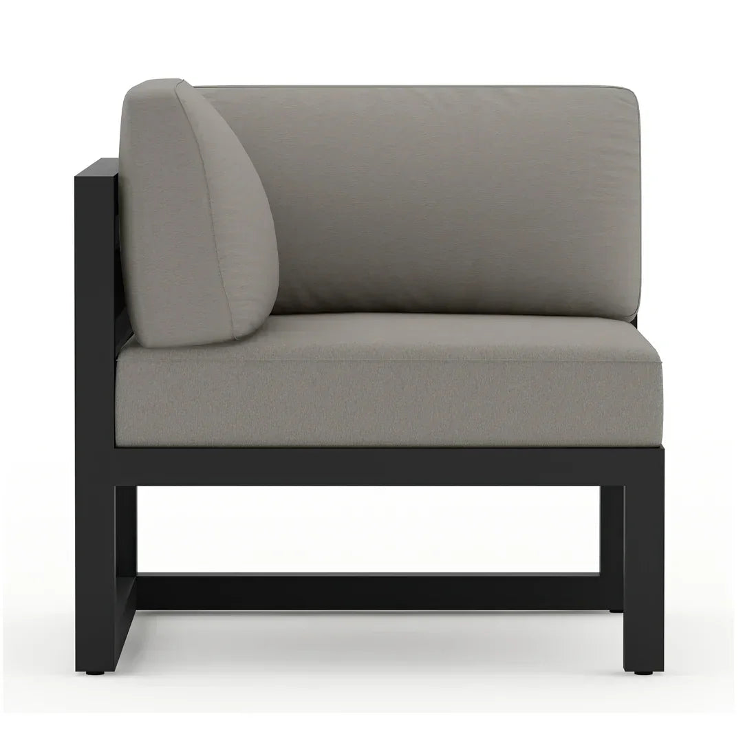 Avion 5 Piece Aluminum Sectional Set#Finish_Black#Fabric_Canvas Charcoal