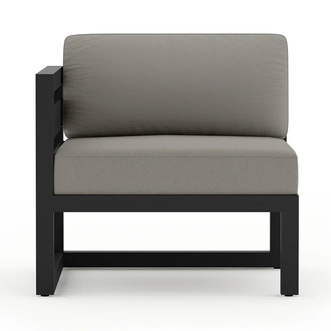 Avion 5 Piece Aluminum Sectional Set#Finish_Black#Fabric_Canvas Charcoal