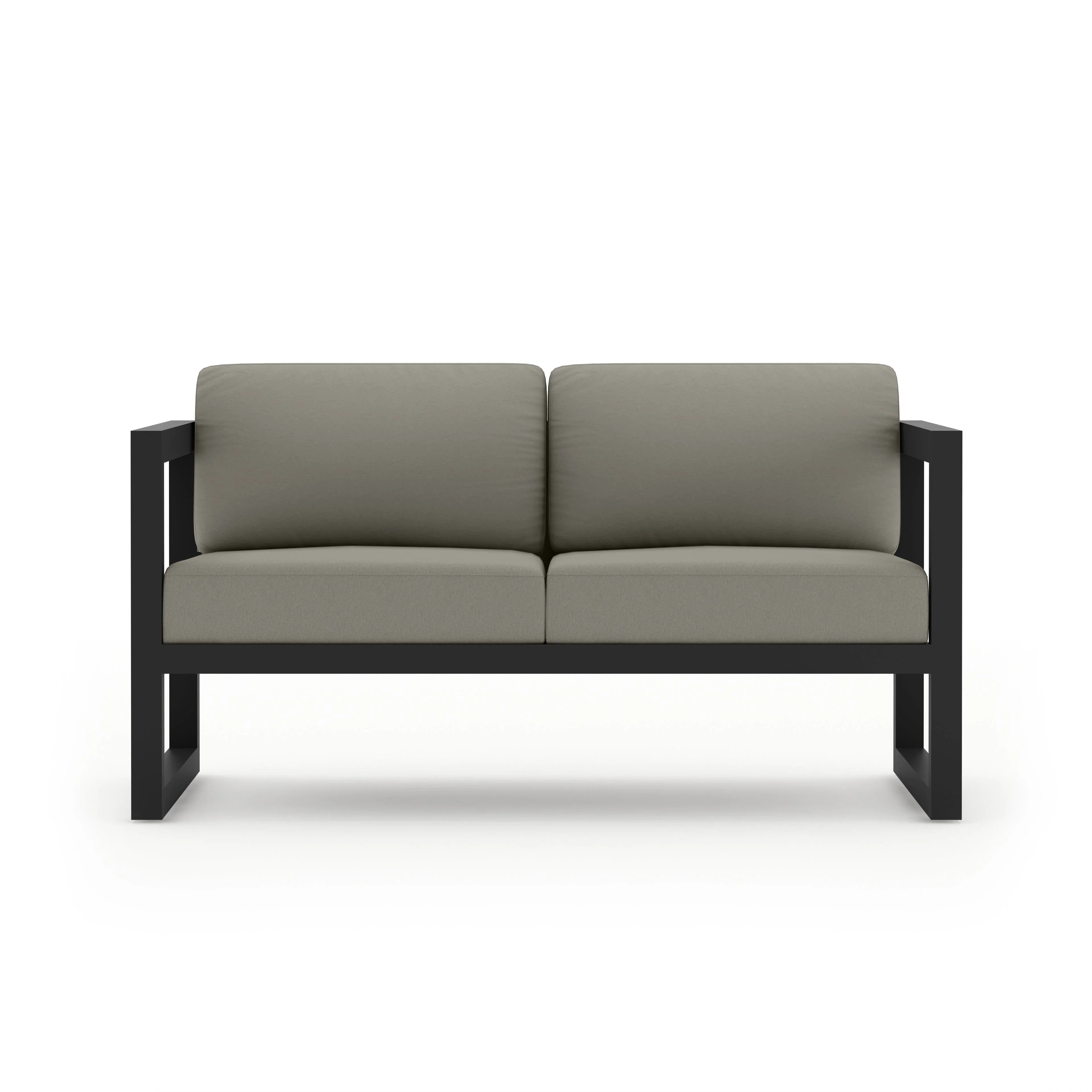 Avion Loveseat#Finish_Black#Fabric_Canvas Charcoal