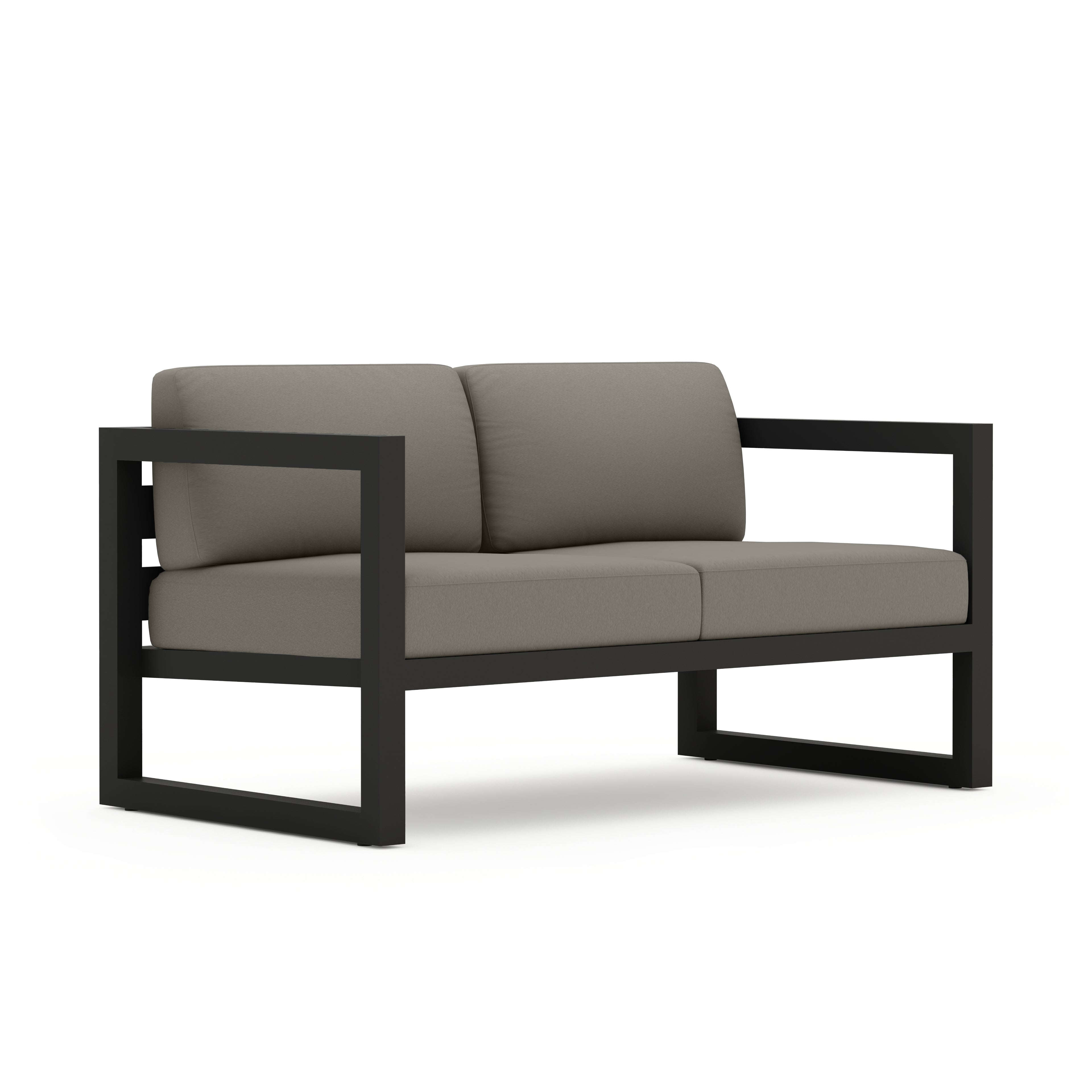 Avion Loveseat#Finish_Black#Fabric_Canvas Charcoal