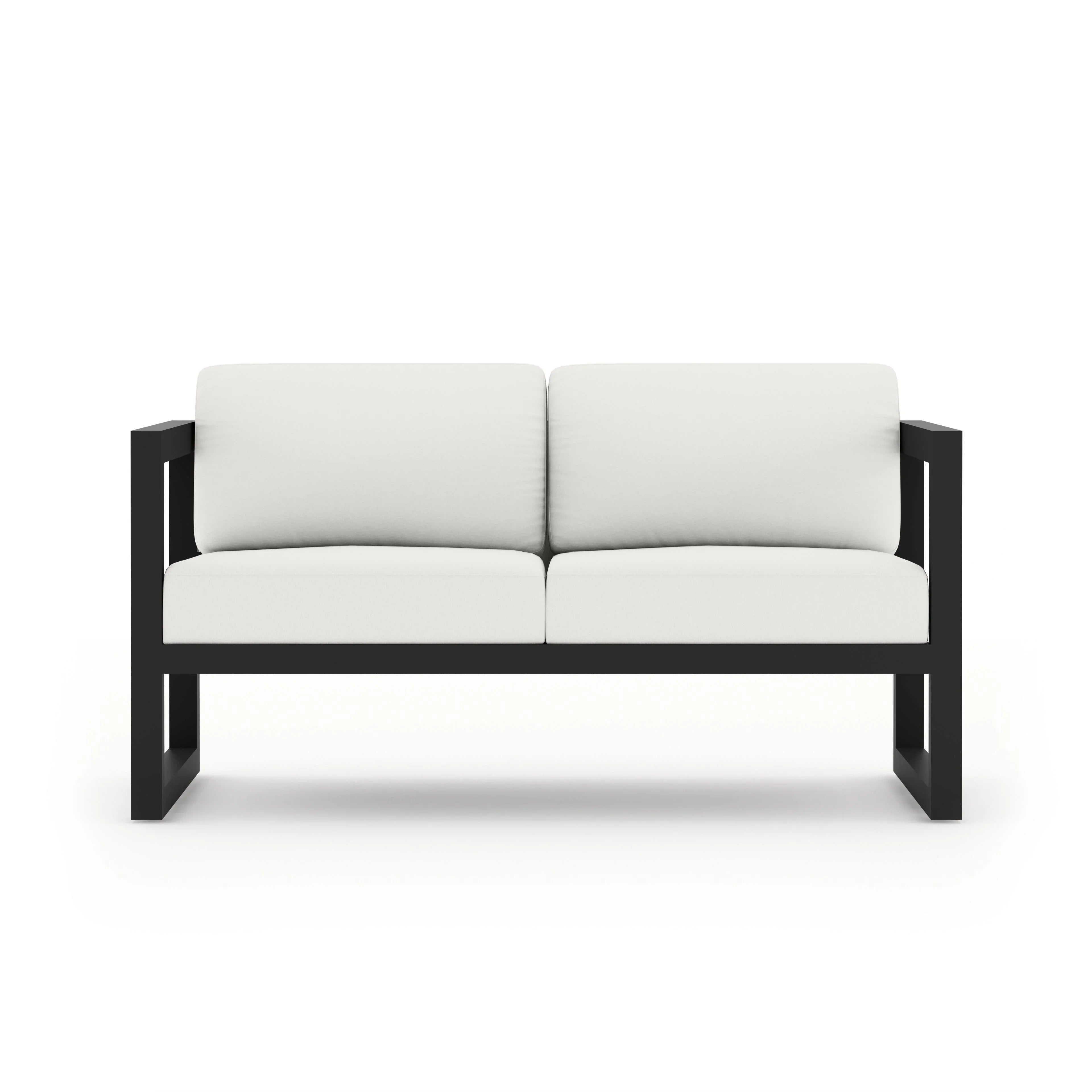 Avion Loveseat#Finish_Black#Fabric_Canvas Natural