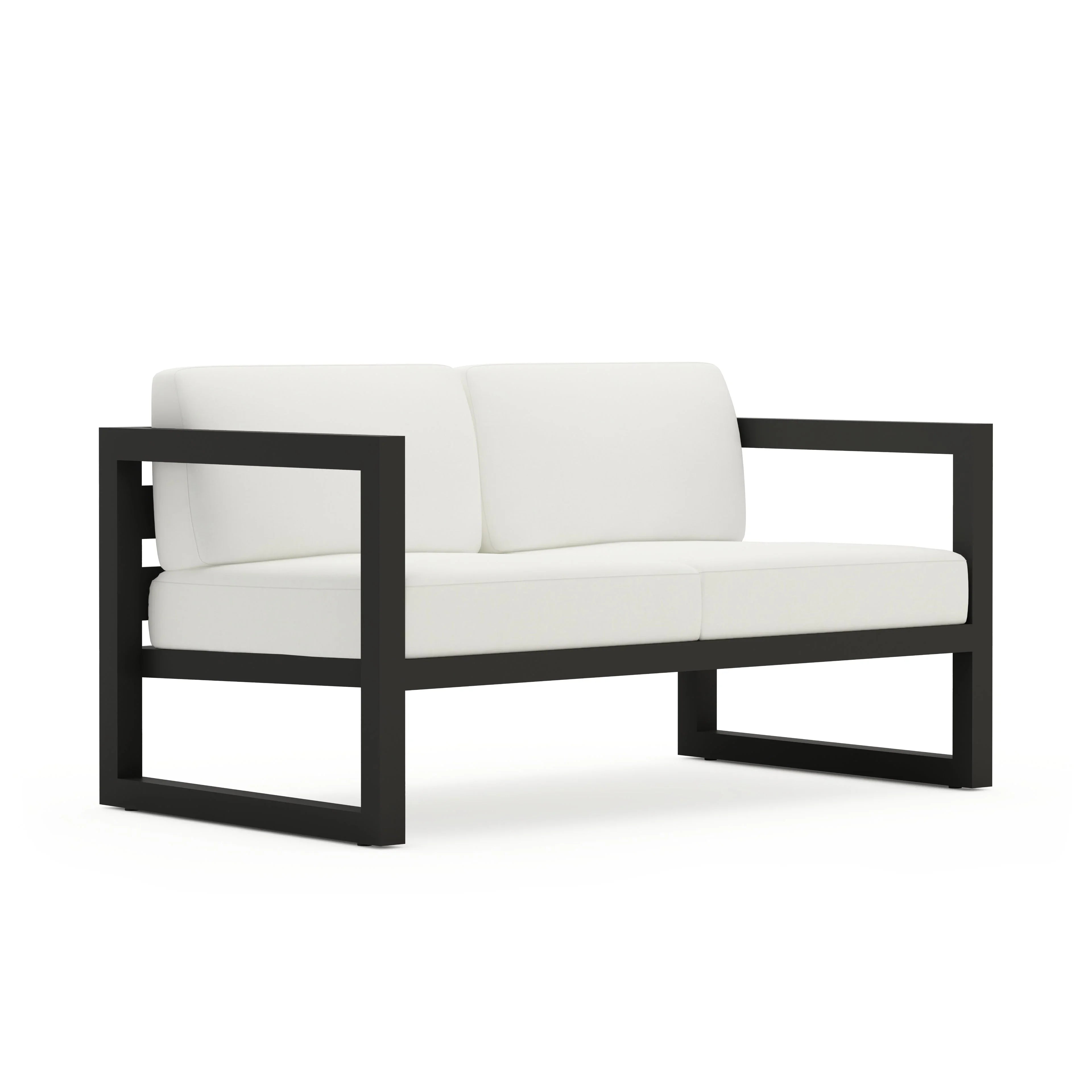 Avion Loveseat#Finish_Black#Fabric_Canvas Natural