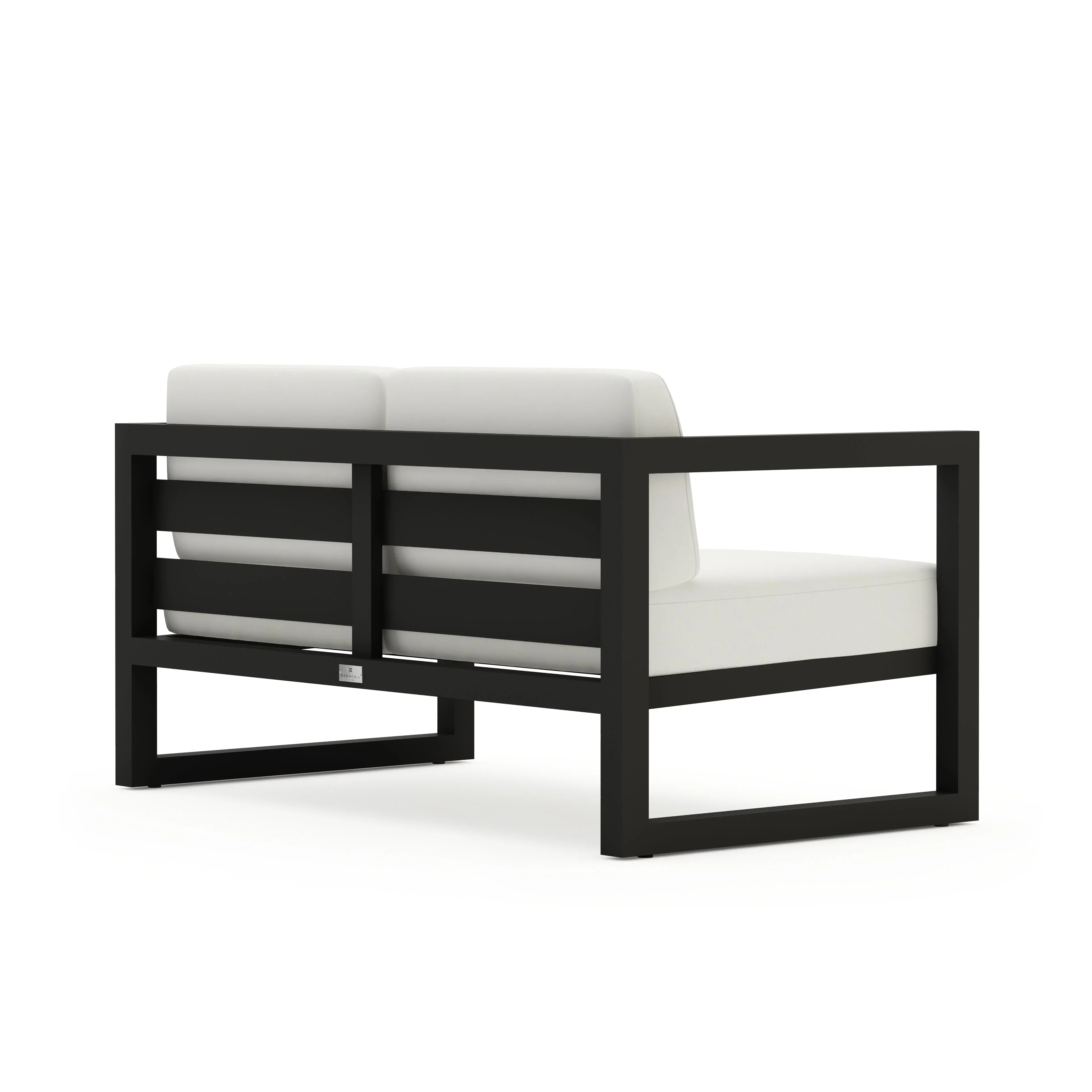 Avion Loveseat#Finish_Black#Fabric_Canvas Natural