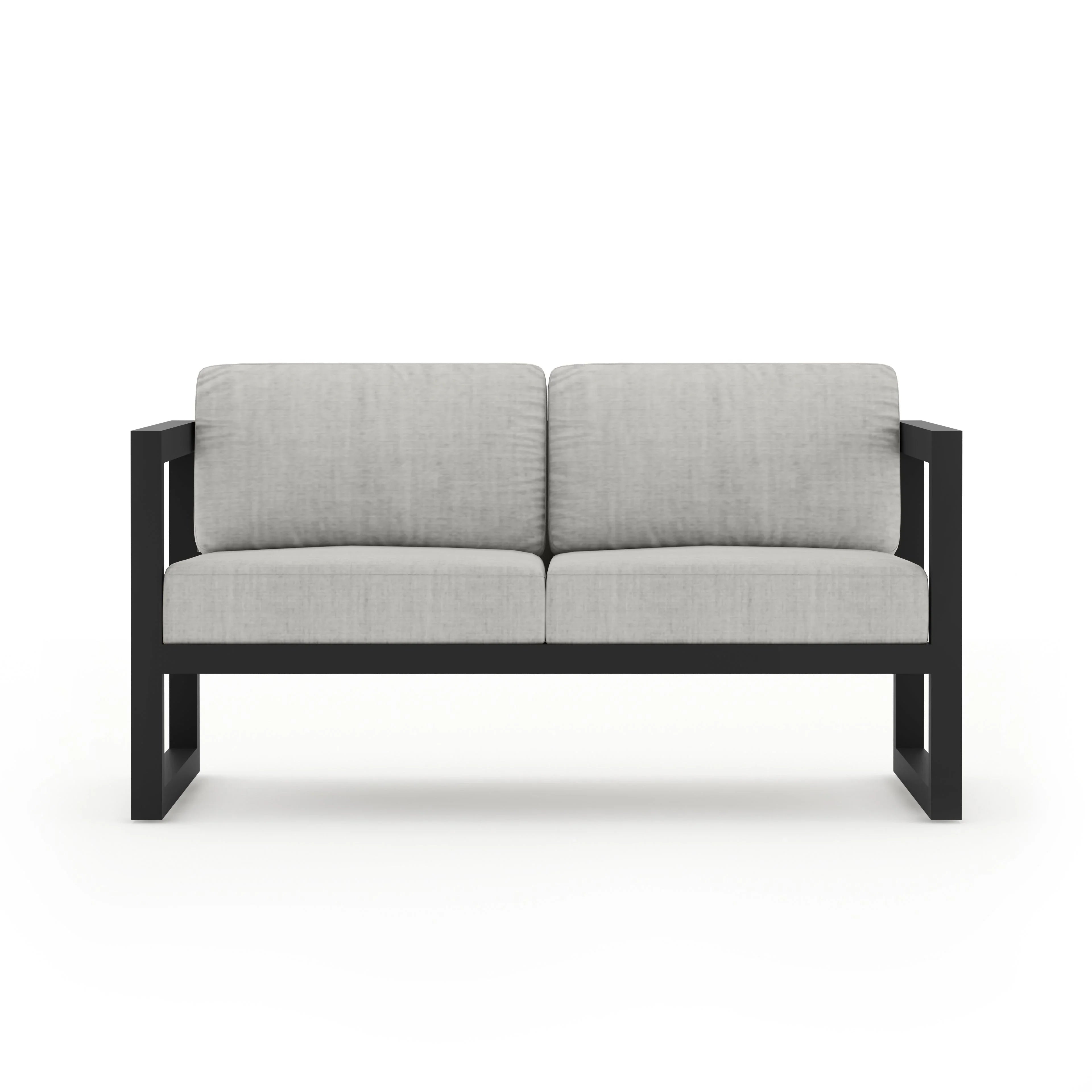 Avion Loveseat#Finish_Black#Fabric_Cast Silver