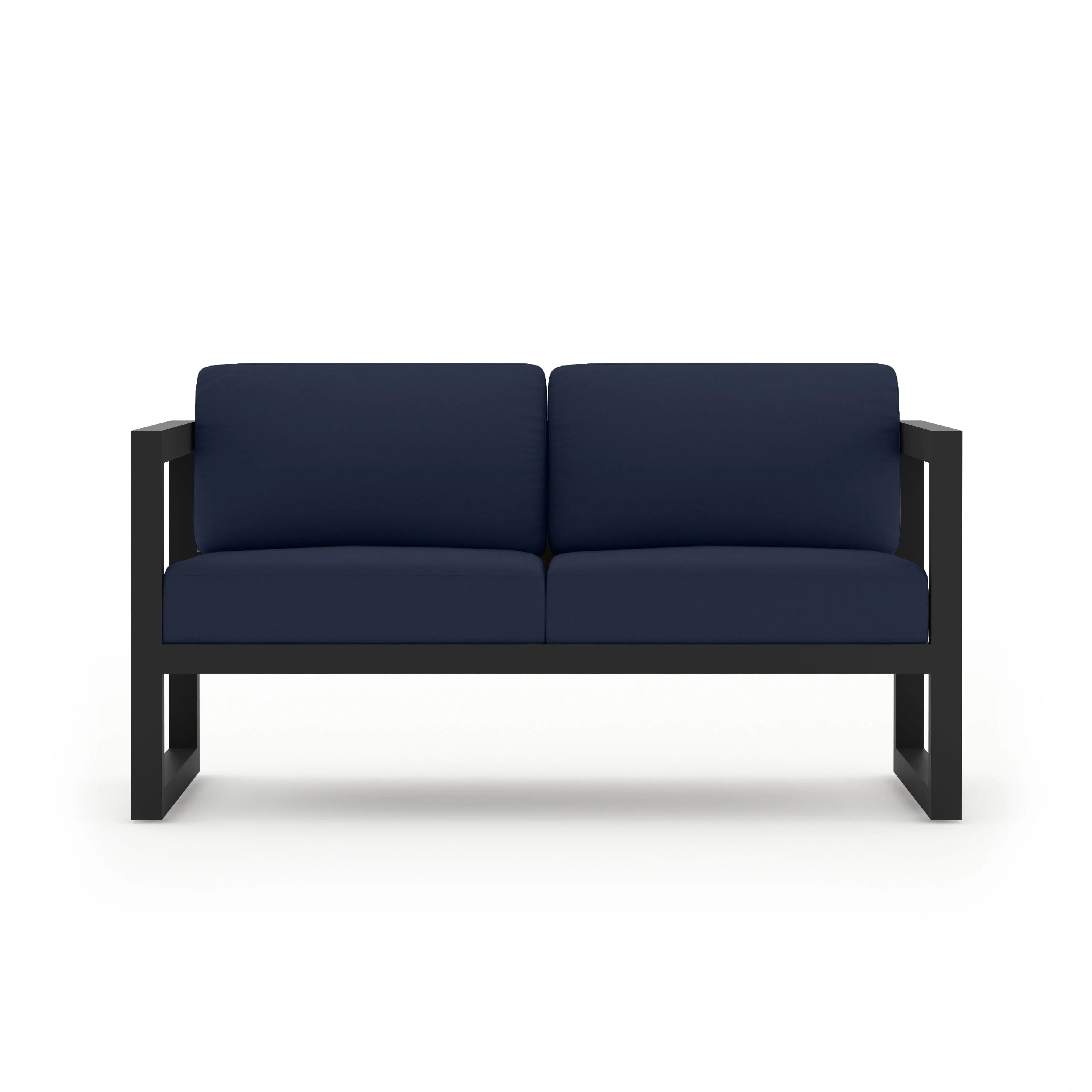 Avion Loveseat#Finish_Black#Fabric_Spectrum Indigo