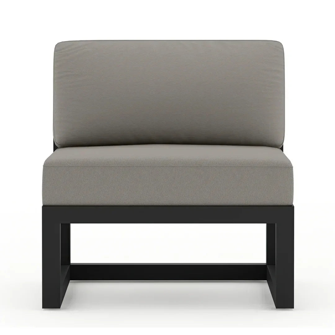 Avion 5 Piece Aluminum Sectional Set#Finish_Black#Fabric_Canvas Charcoal