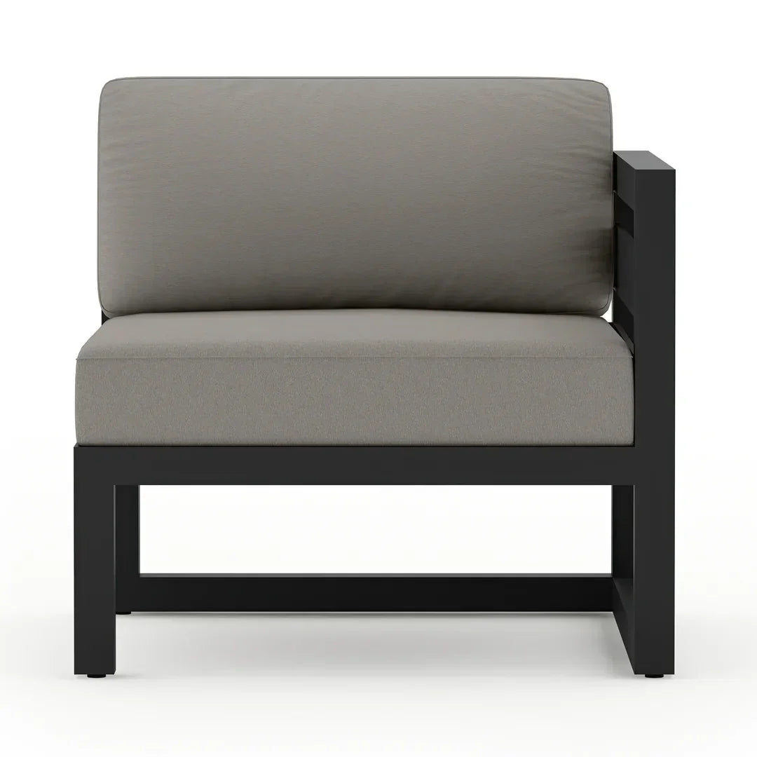 Avion 5 Piece Aluminum Sectional Set#Finish_Black#Fabric_Canvas Charcoal