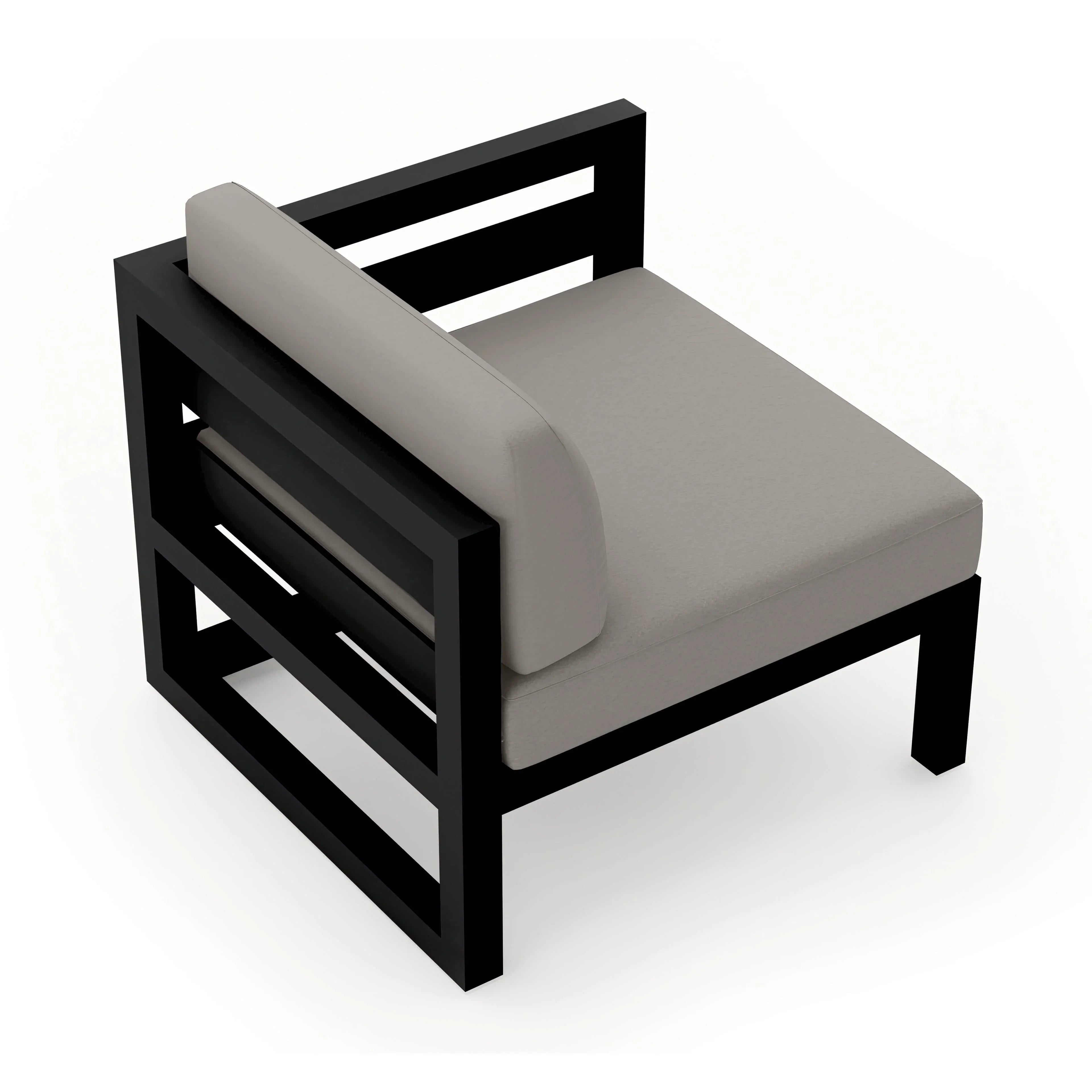 Avion Right Arm Section#Finish_Black#Fabric_Canvas Charcoal
