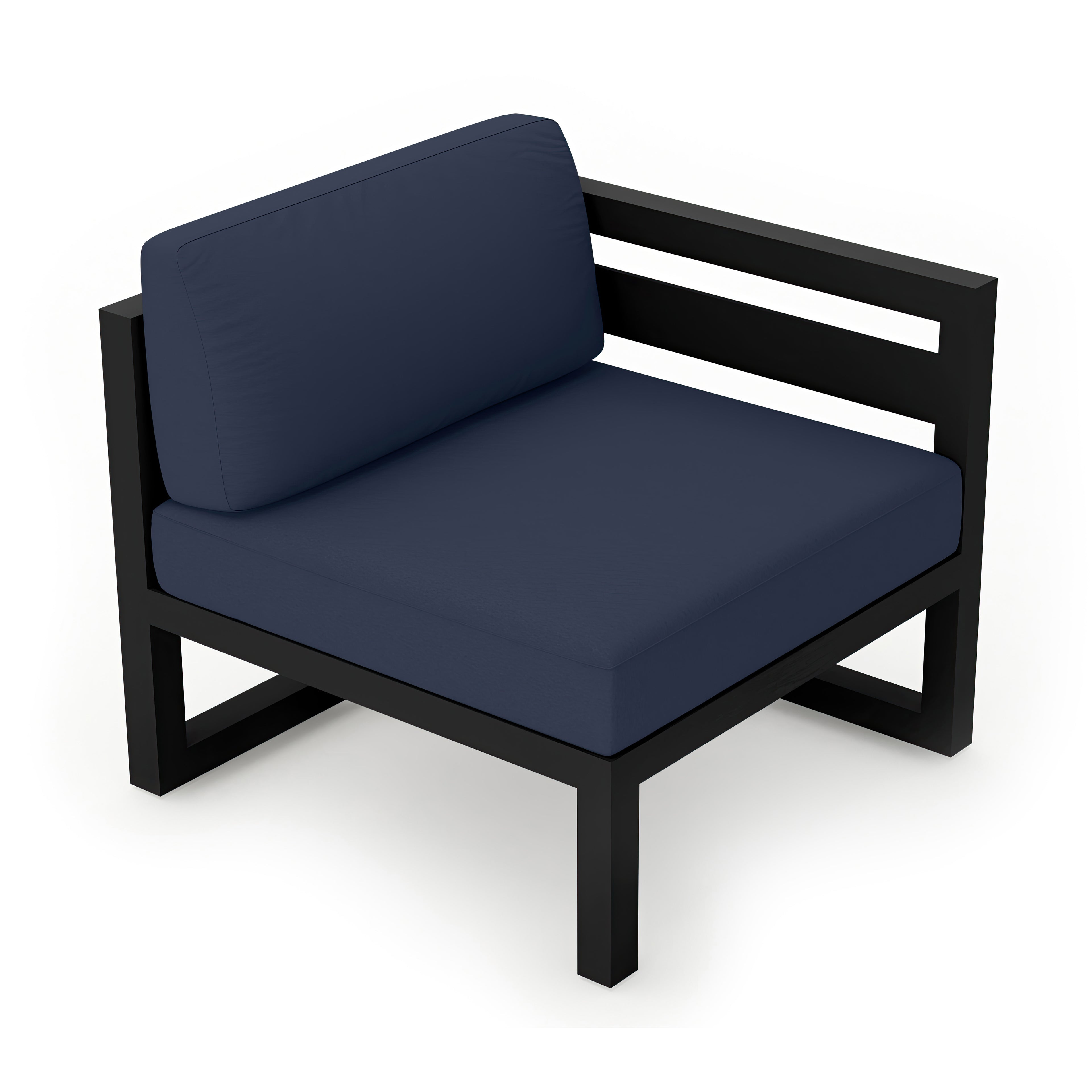 Avion Right Arm Section#Finish_Black#Fabric_Spectrum Indigo