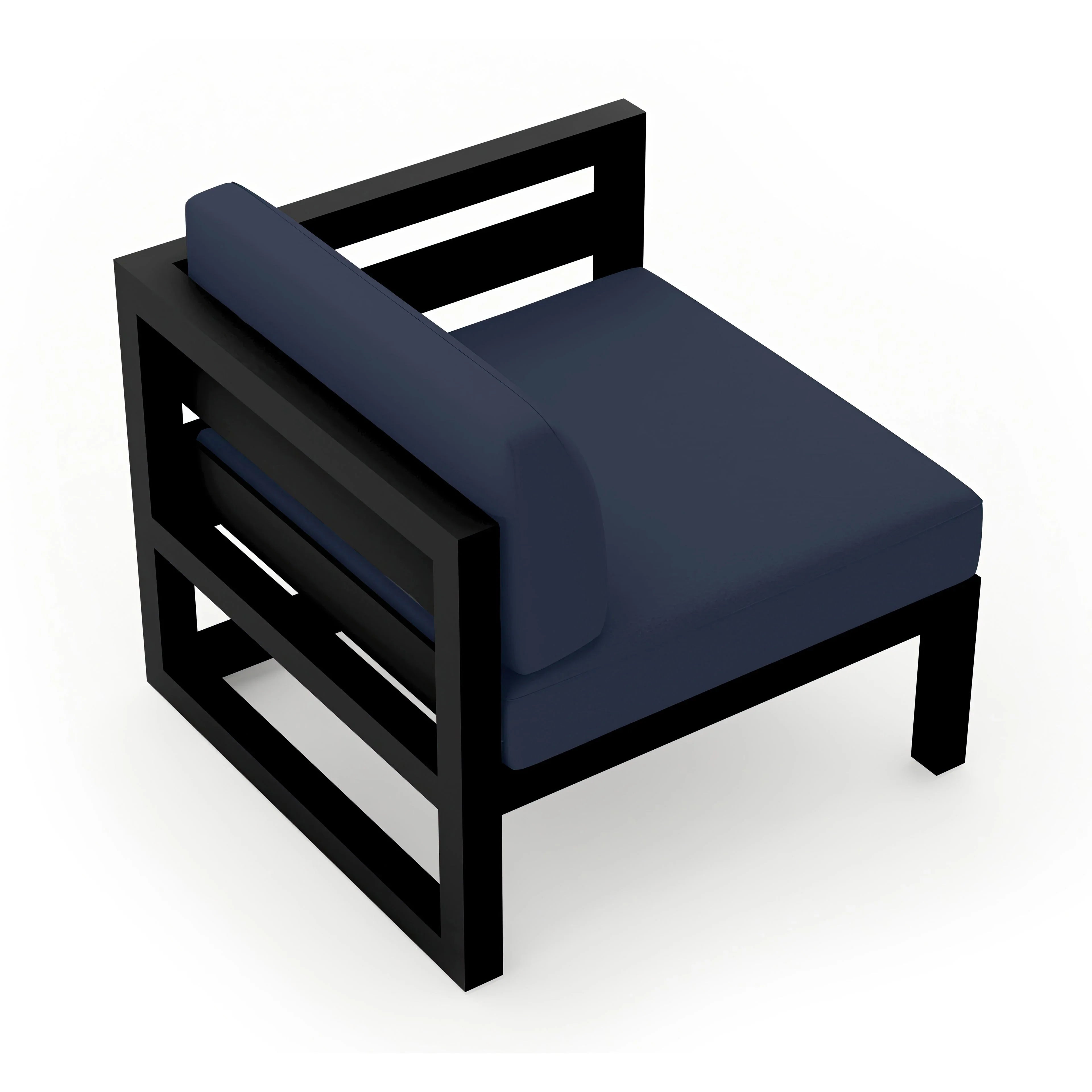 Avion Right Arm Section#Finish_Black#Fabric_Spectrum Indigo