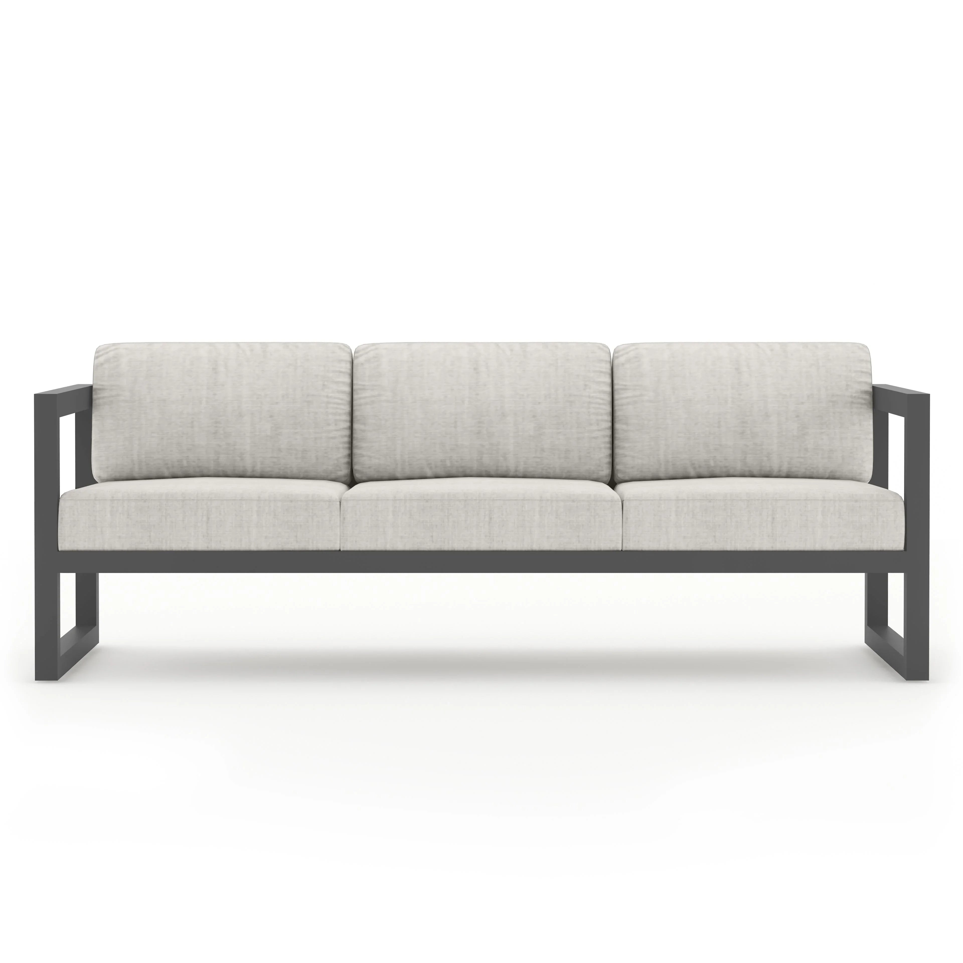 Avion 2 Piece Aluminum Sofa Set#Finish_Slate#Fabric_Cast Silver