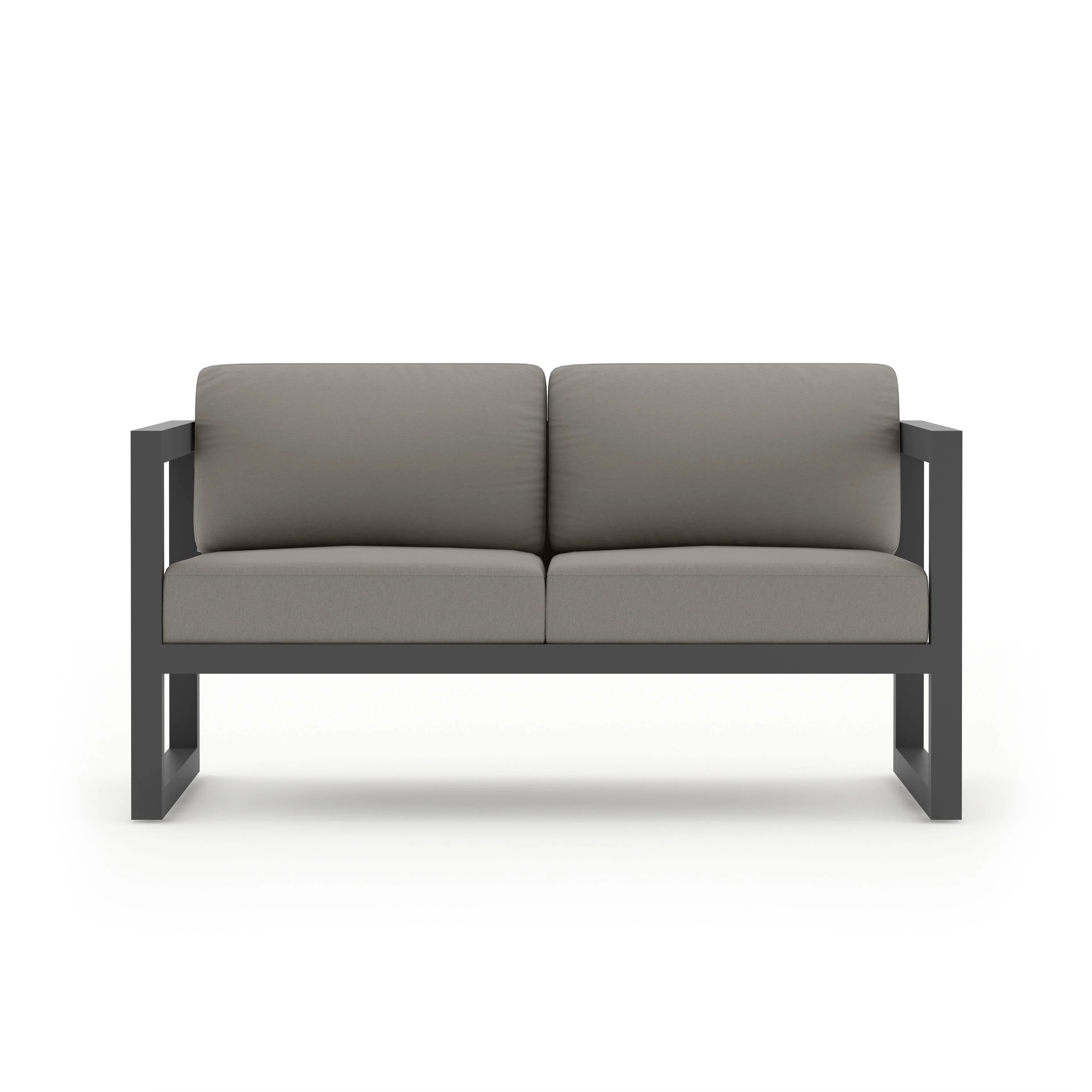 Avion 3 Piece Aluminum Sofa Loveseat Set#Finish_Slate#Fabric_Canvas Charcoal