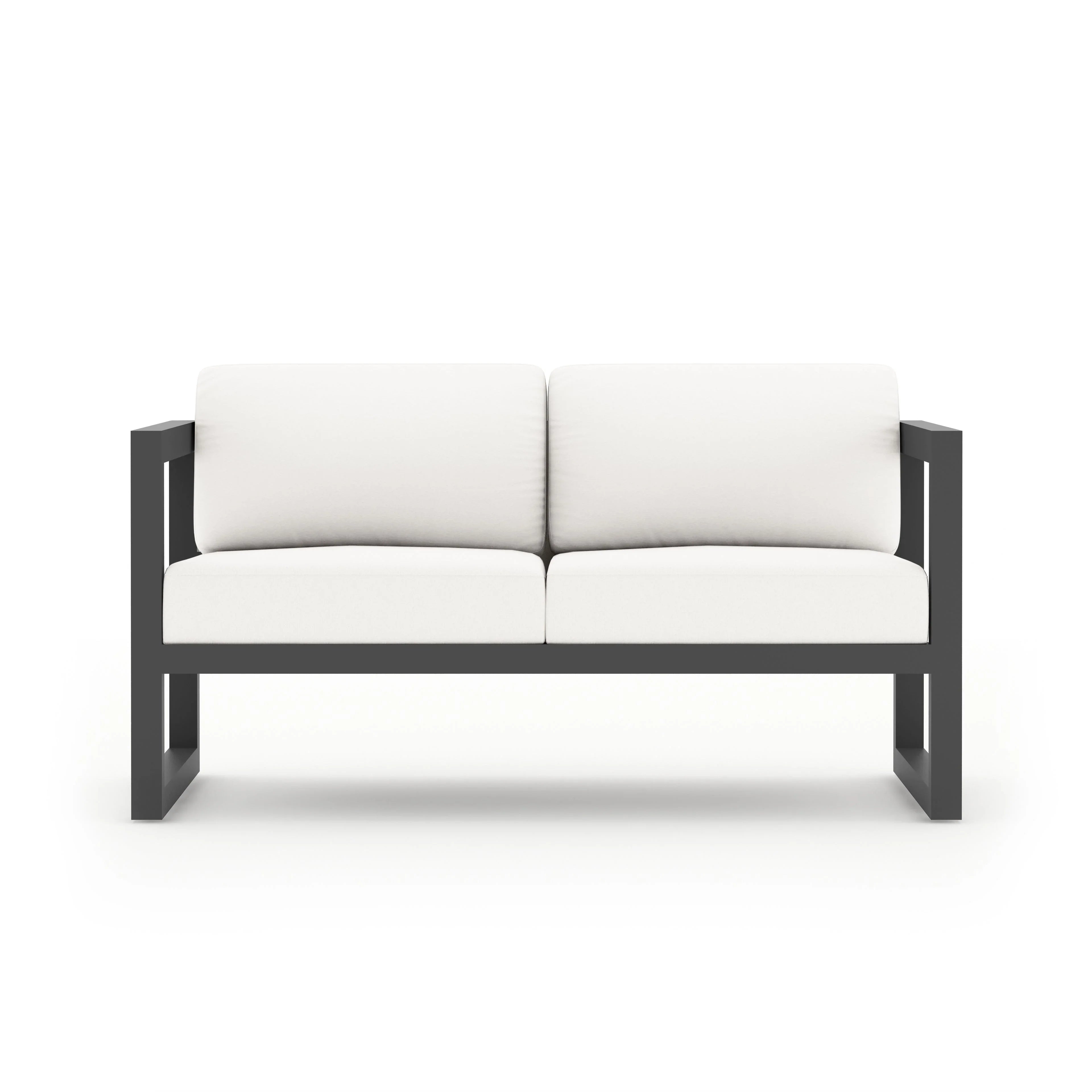 Avion 3 Piece Aluminum Sofa Loveseat Set#Finish_Slate#Fabric_Canvas Natural