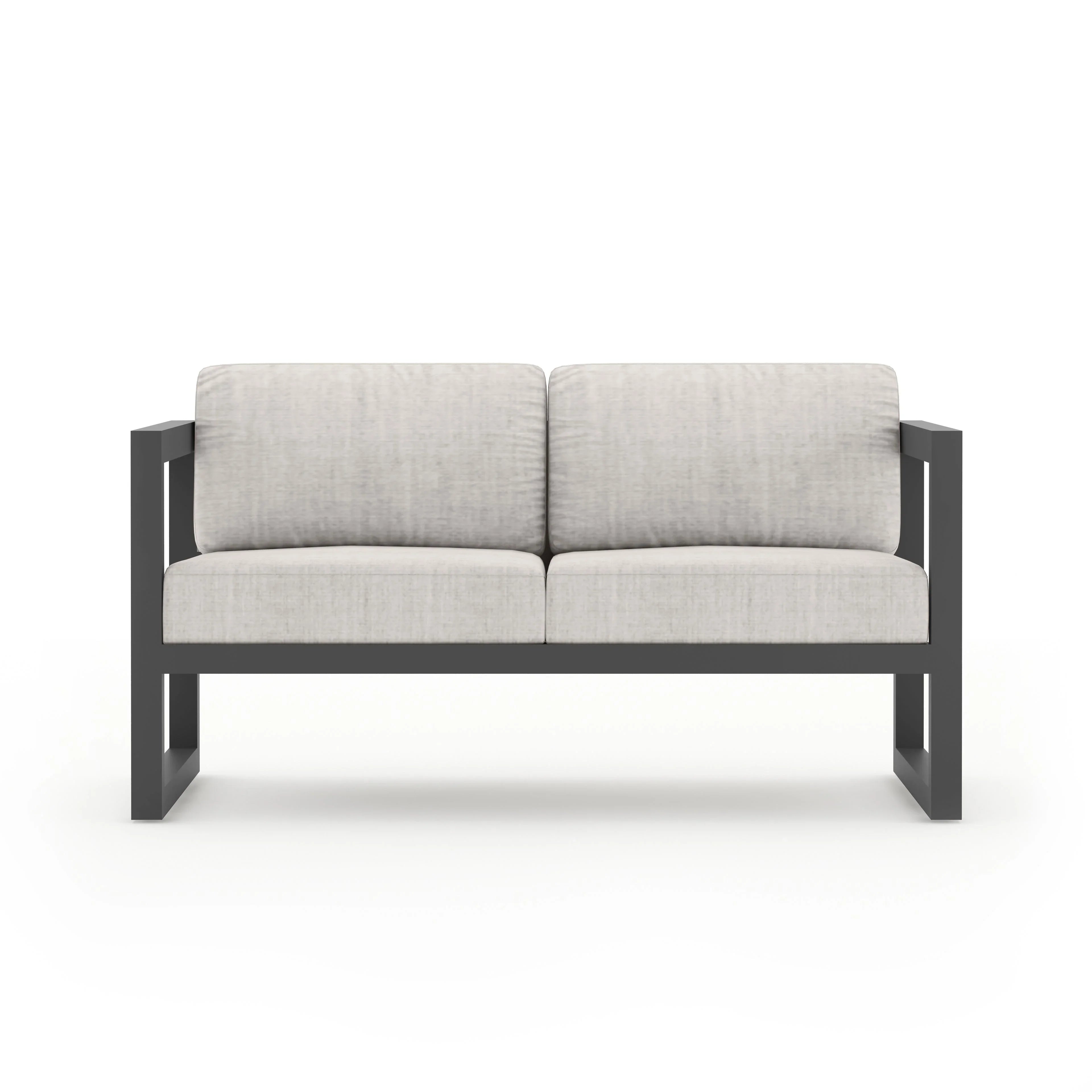 Avion 3 Piece Aluminum Sofa Loveseat Set#Finish_Slate#Fabric_Cast Silver