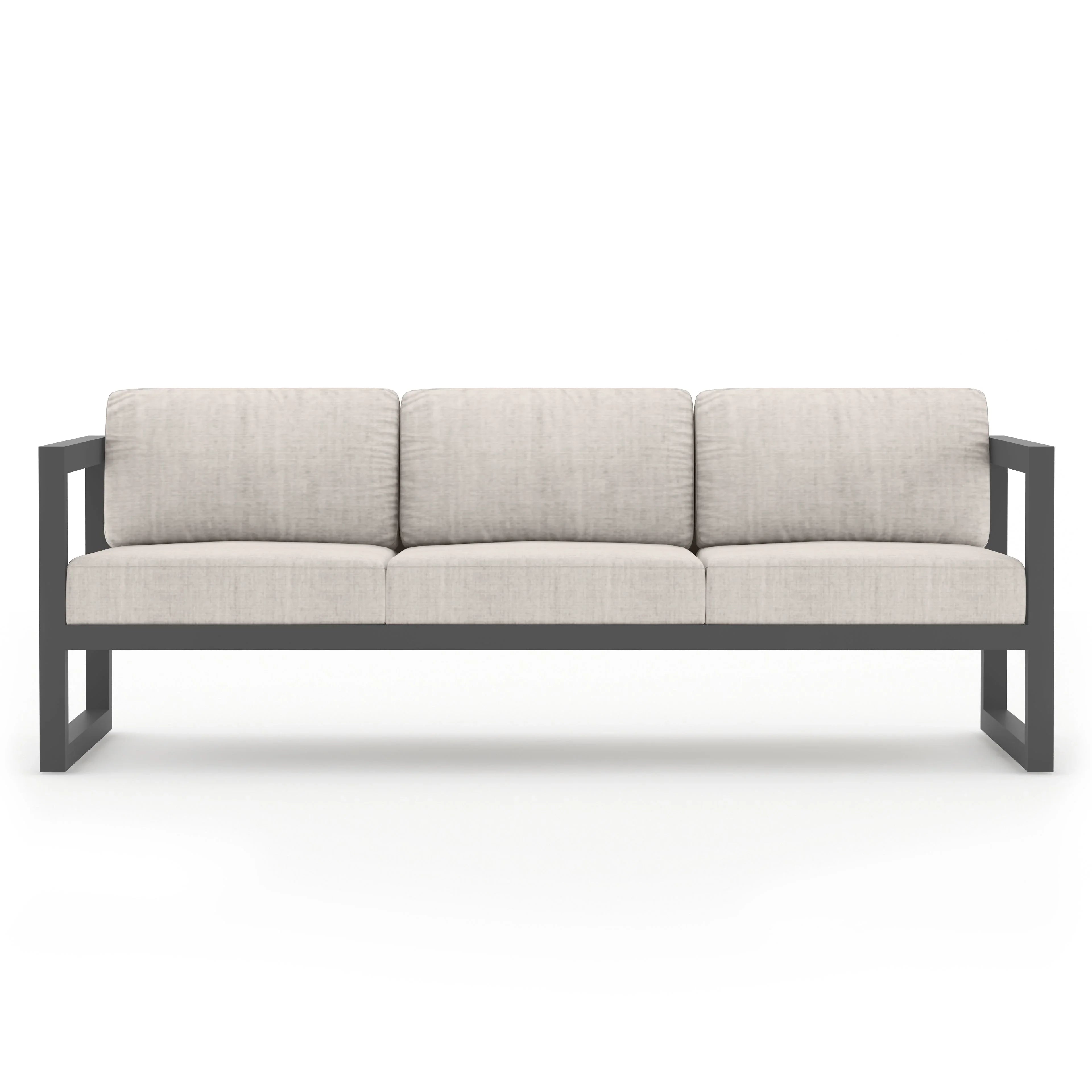 Avion 3 Piece Aluminum Sofa Loveseat Set#Finish_Slate#Fabric_Cast Silver