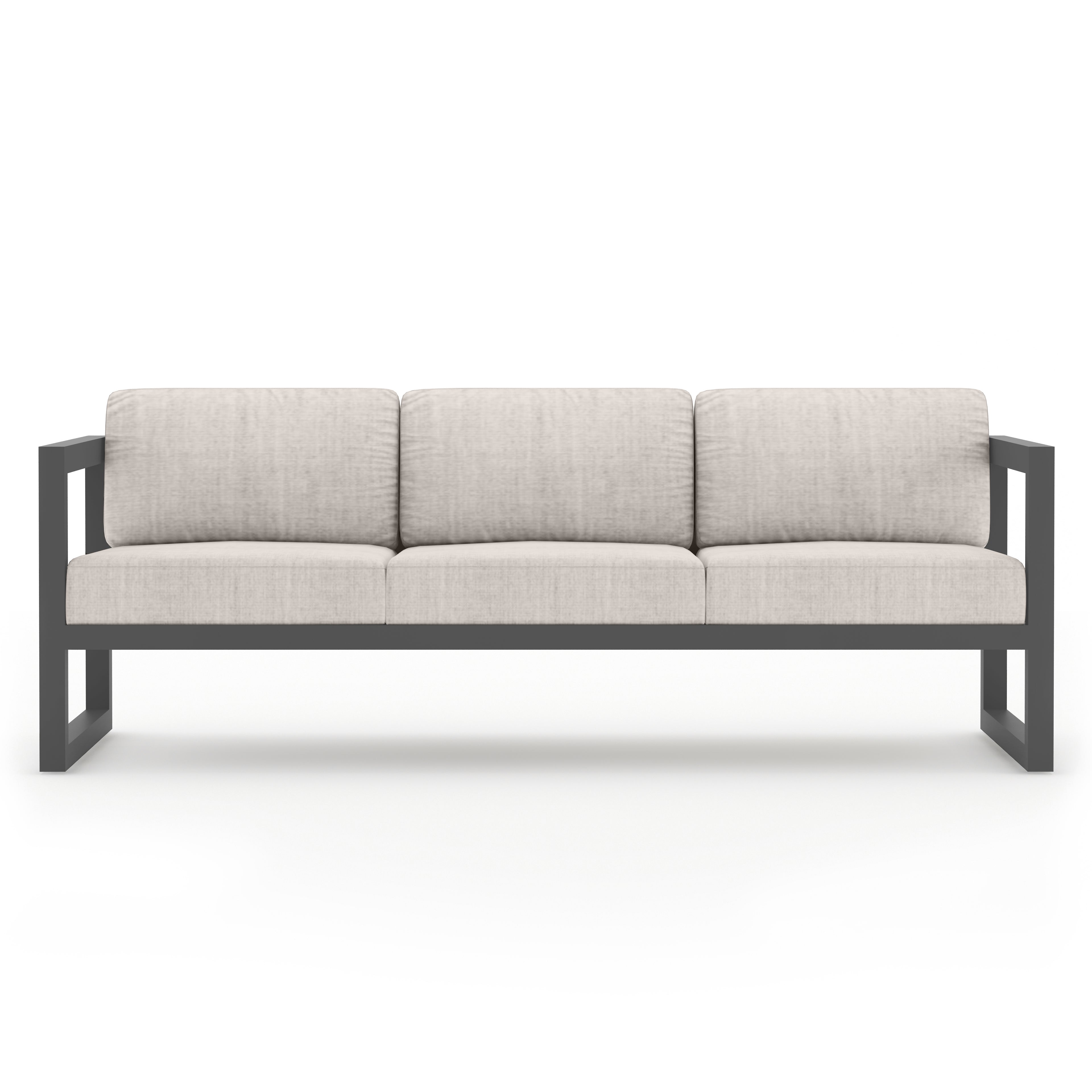 Avion 3 Piece Aluminum Sofa Loveseat Set#Finish_Slate#Fabric_Cast Silver