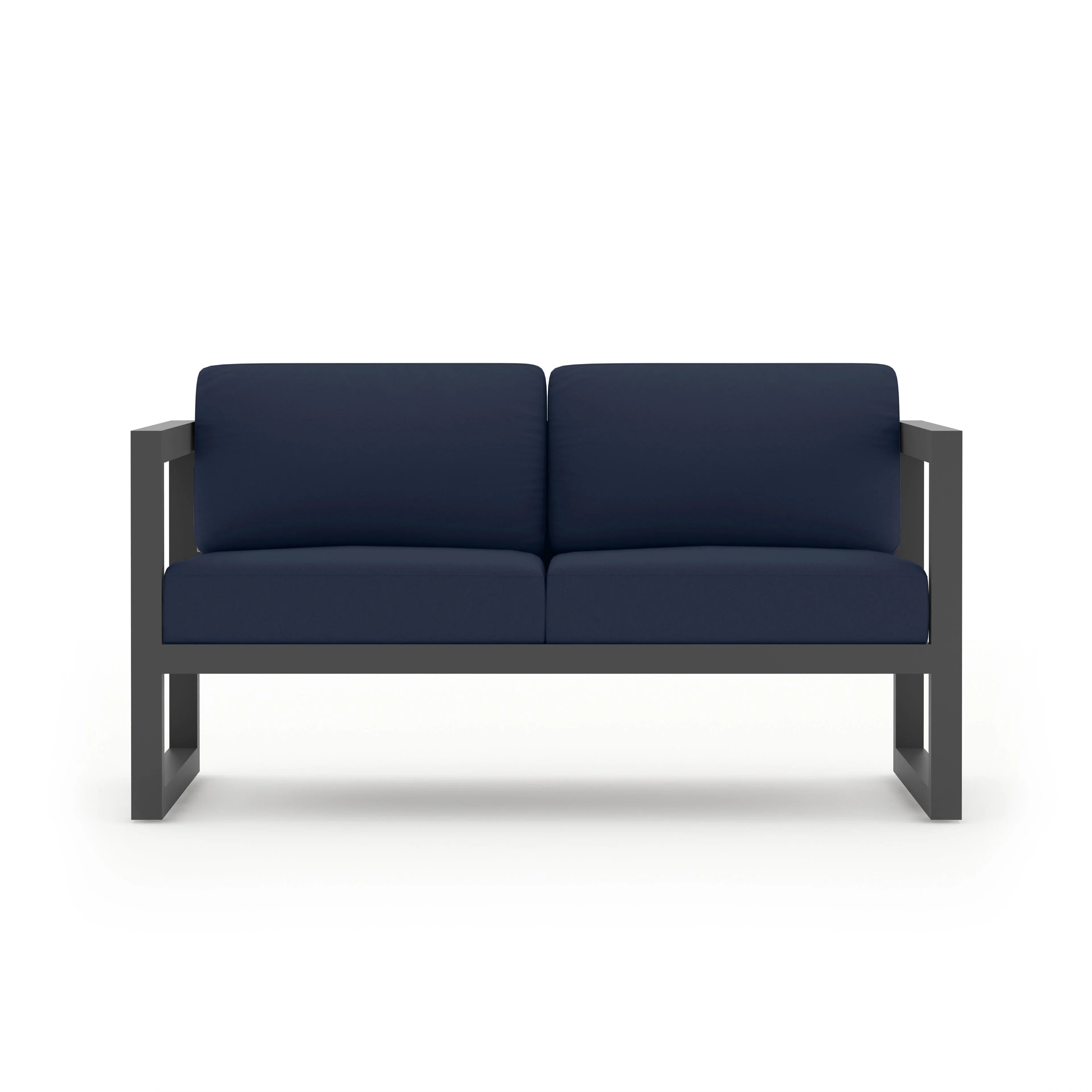 Avion 3 Piece Aluminum Sofa Loveseat Set#Finish_Slate#Fabric_Spectrum Indigo