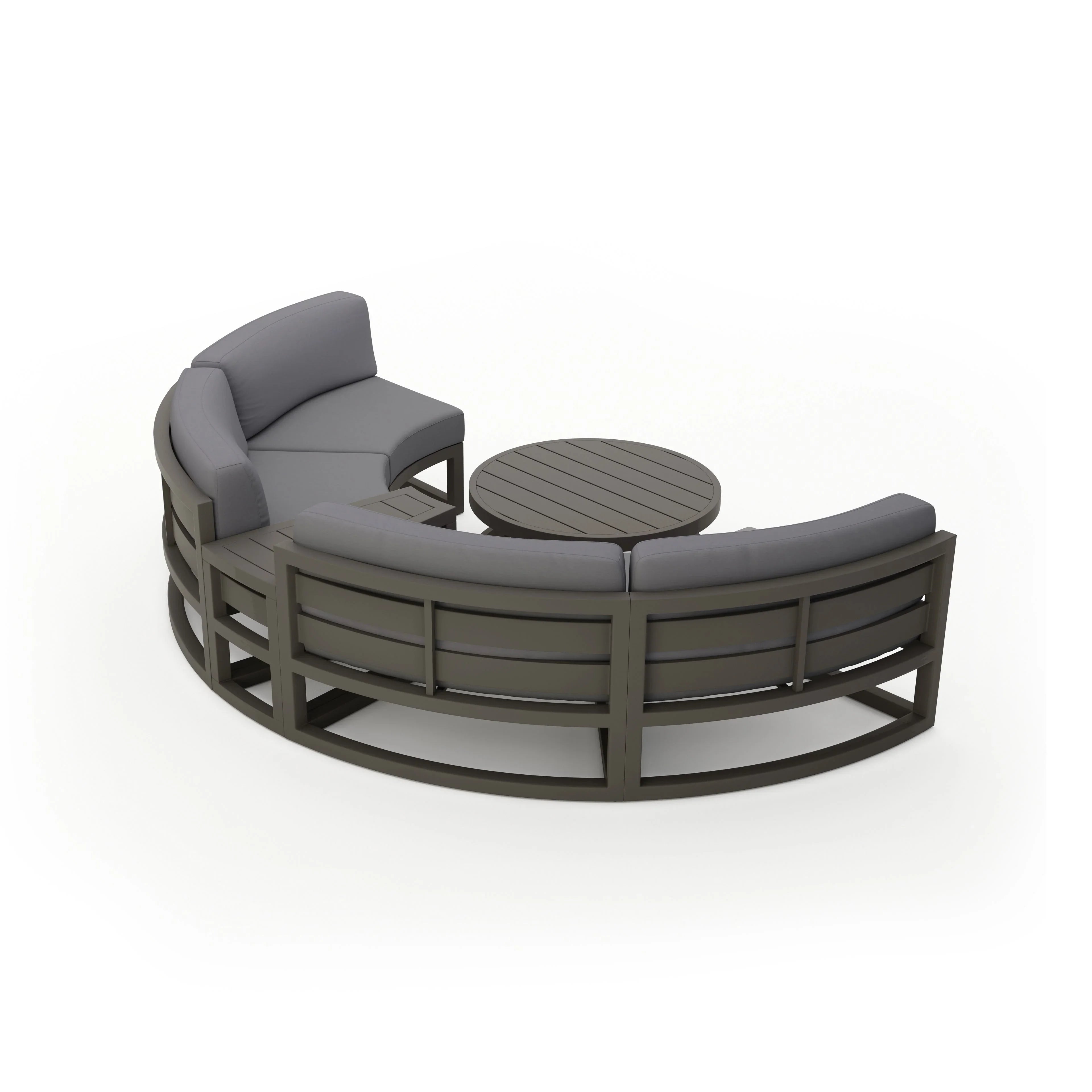 Avion 4 Piece Aluminum Curve Sectional Set#Finish_Slate#Fabric_Canvas Charcoal