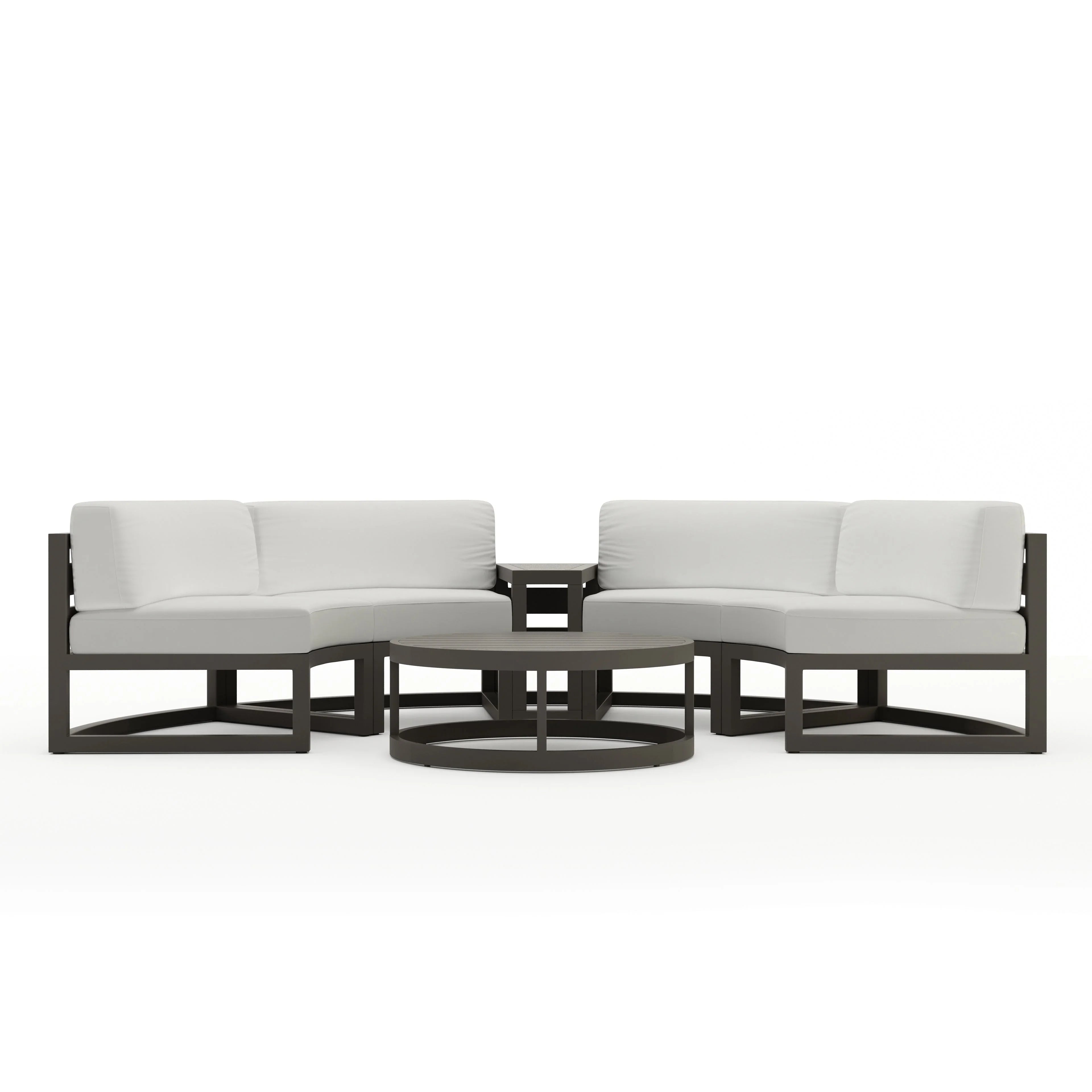 Avion 4 Piece Aluminum Curve Sectional Set#Finish_Slate#Fabric_Canvas Natural
