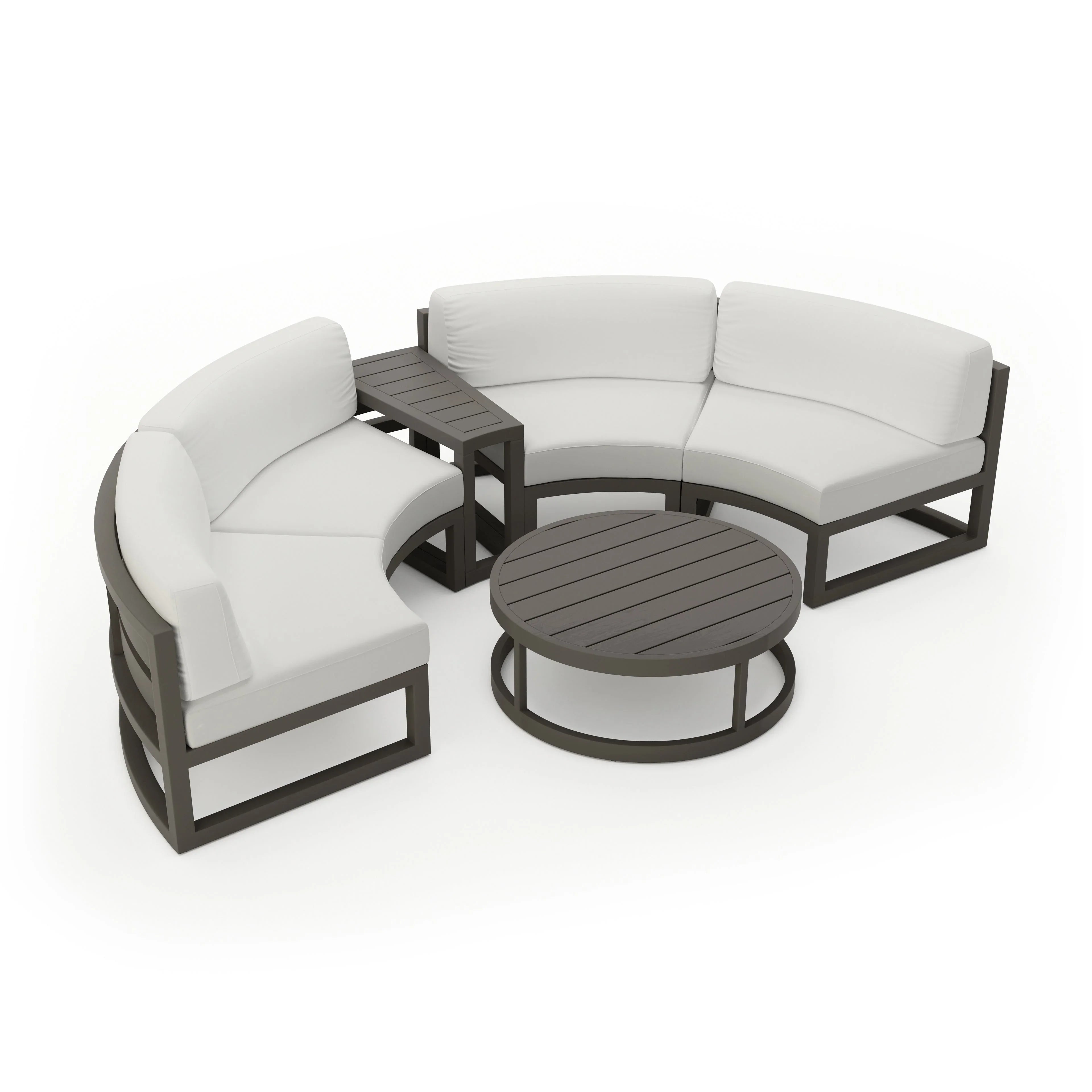 Avion 4 Piece Aluminum Curve Sectional Set#Finish_Slate#Fabric_Canvas Natural