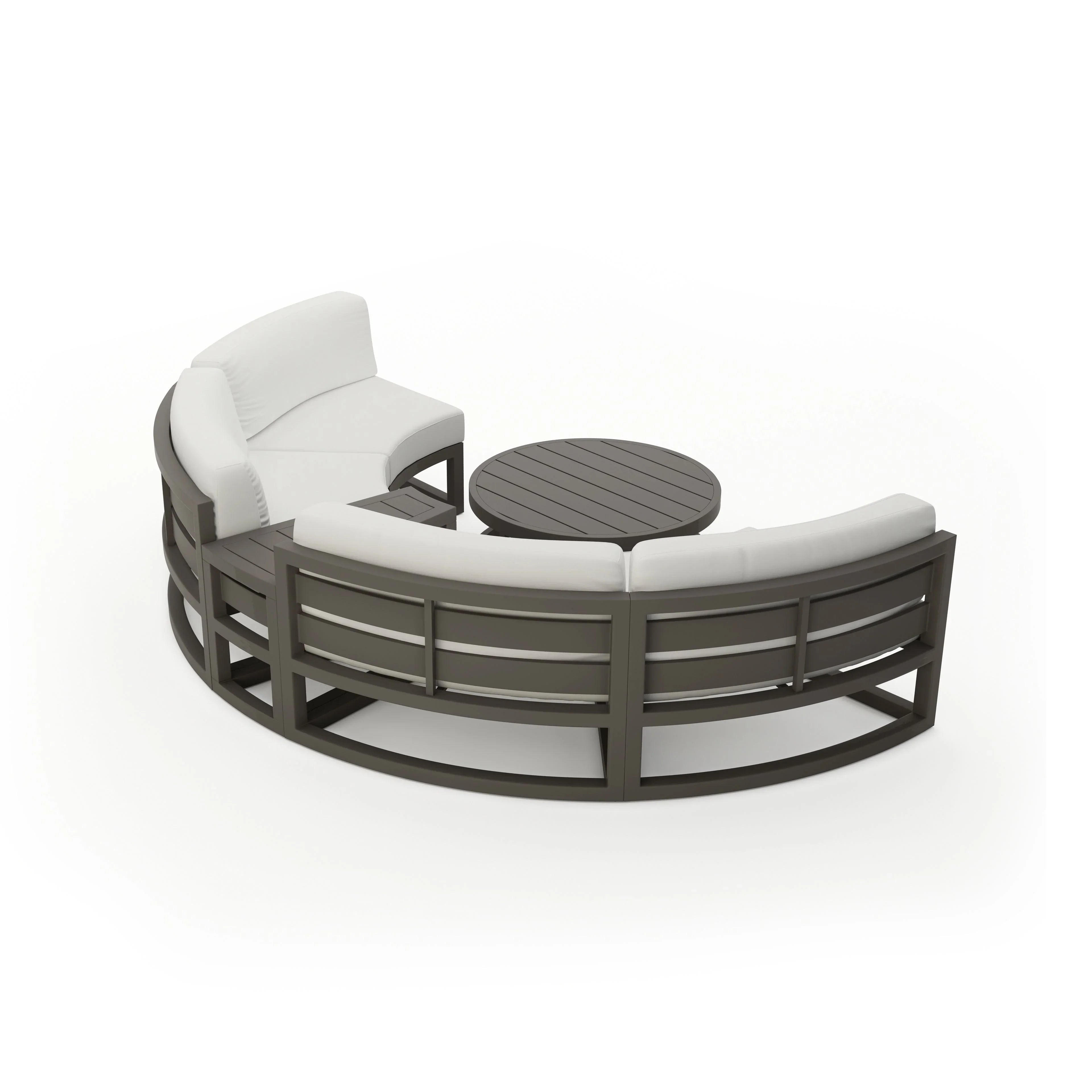 Avion 4 Piece Aluminum Curve Sectional Set#Finish_Slate#Fabric_Canvas Natural