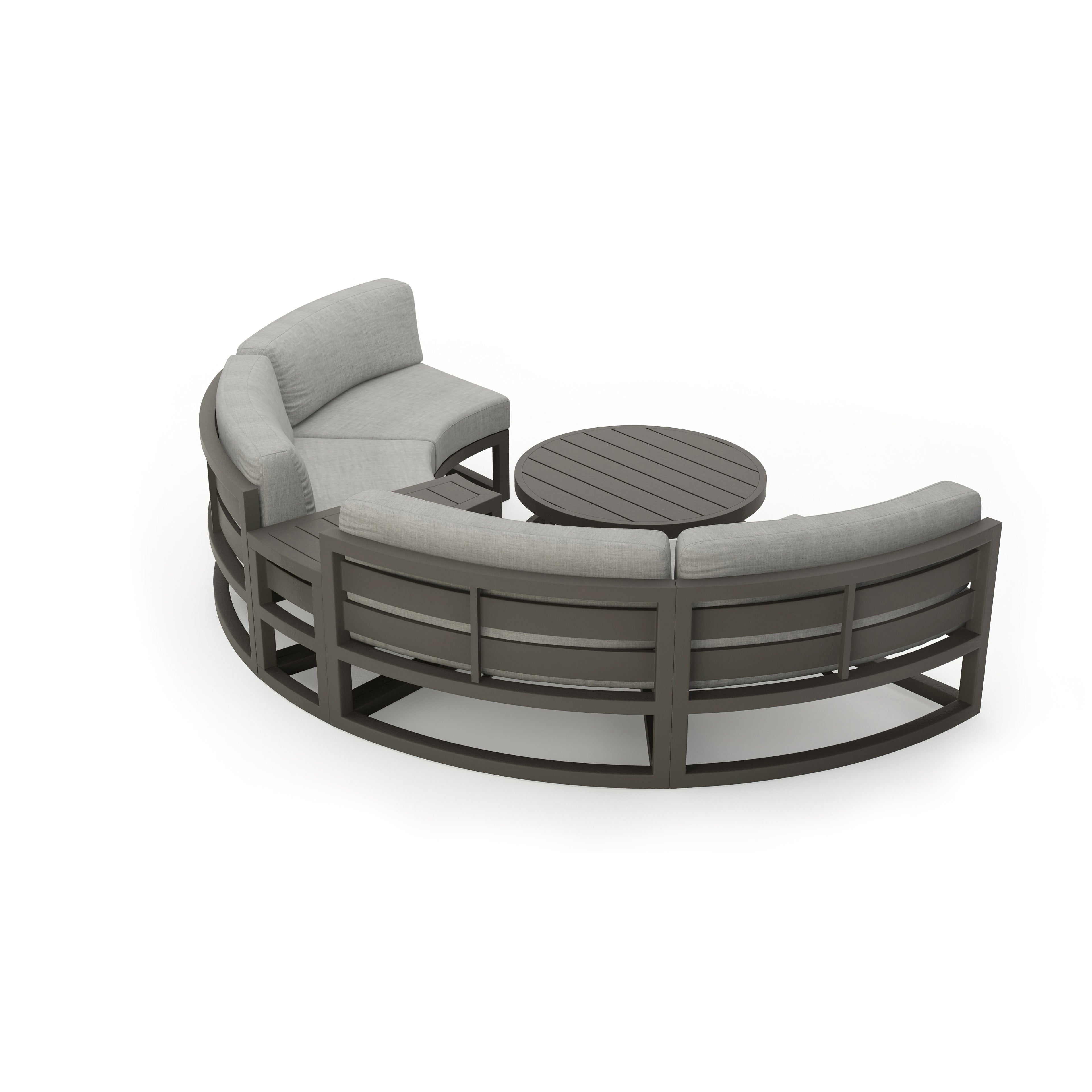 Avion 4 Piece Aluminum Curve Sectional Set#Finish_Slate#Fabric_Cast Silver