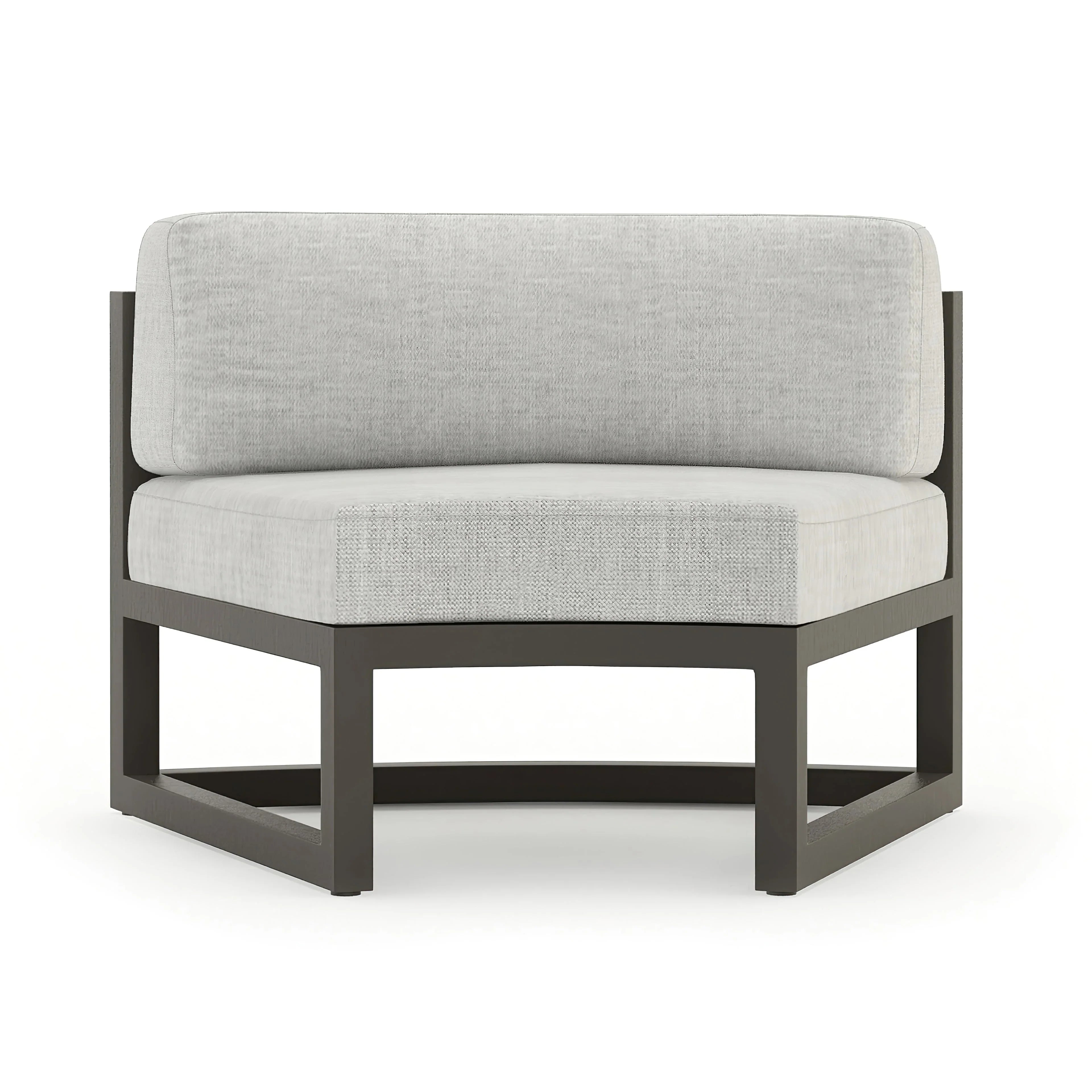 Avion 4 Piece Aluminum Curve Sectional Set#Finish_Slate#Fabric_Cast Silver