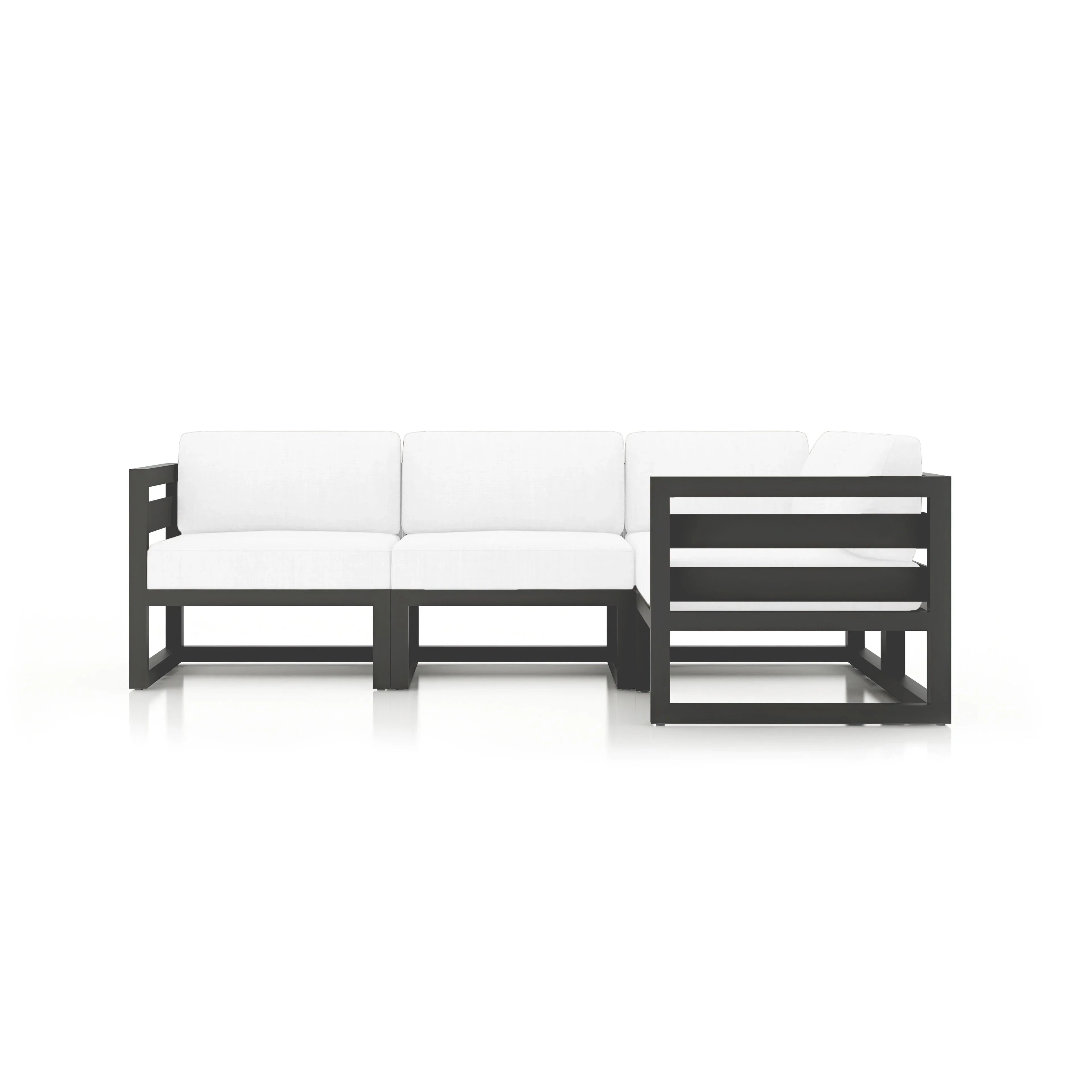 Avion 4 Piece Aluminum Sectional Set#Finish_Slate#Fabric_Canvas Natural