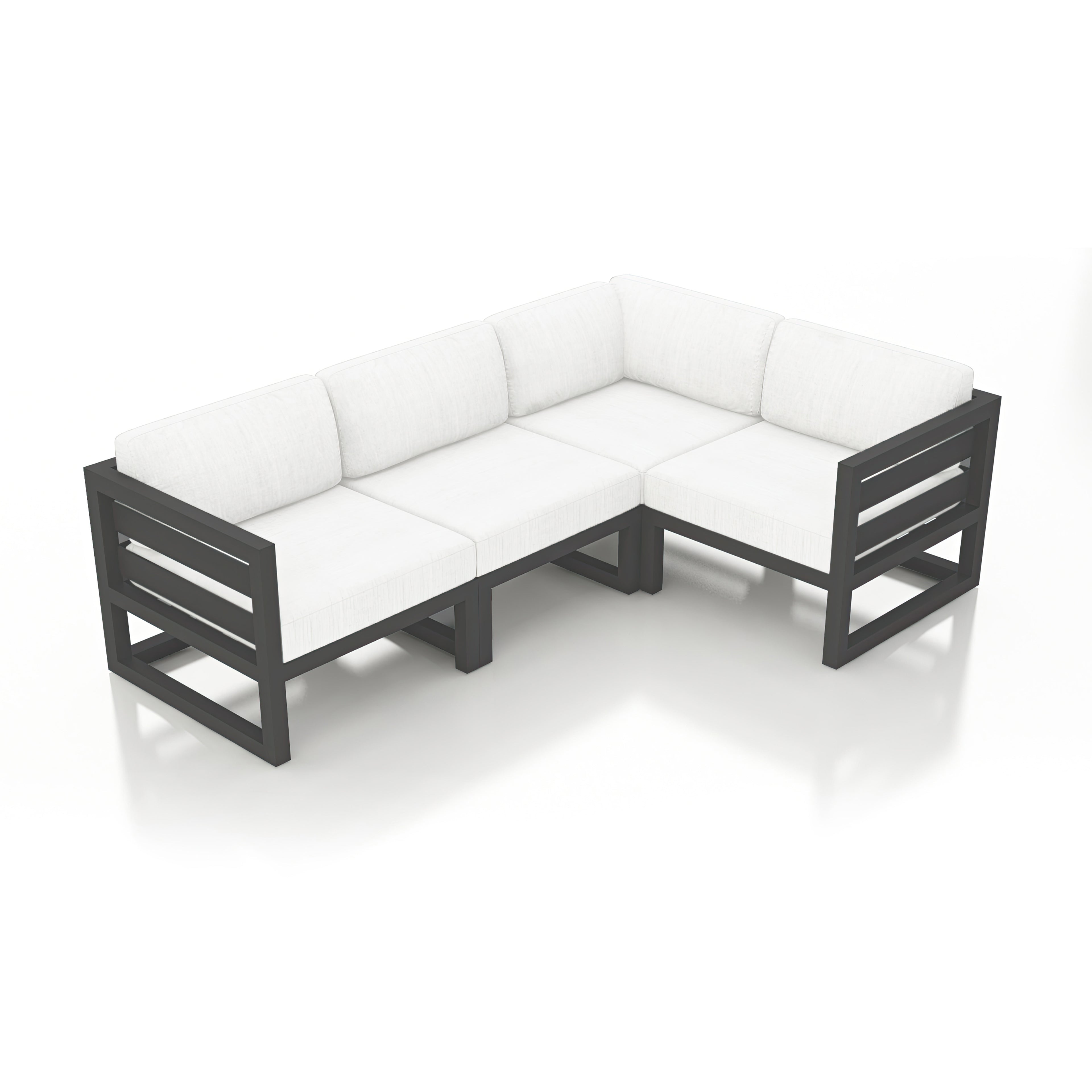 Avion 4 Piece Aluminum Sectional Set#Finish_Slate#Fabric_Canvas Natural