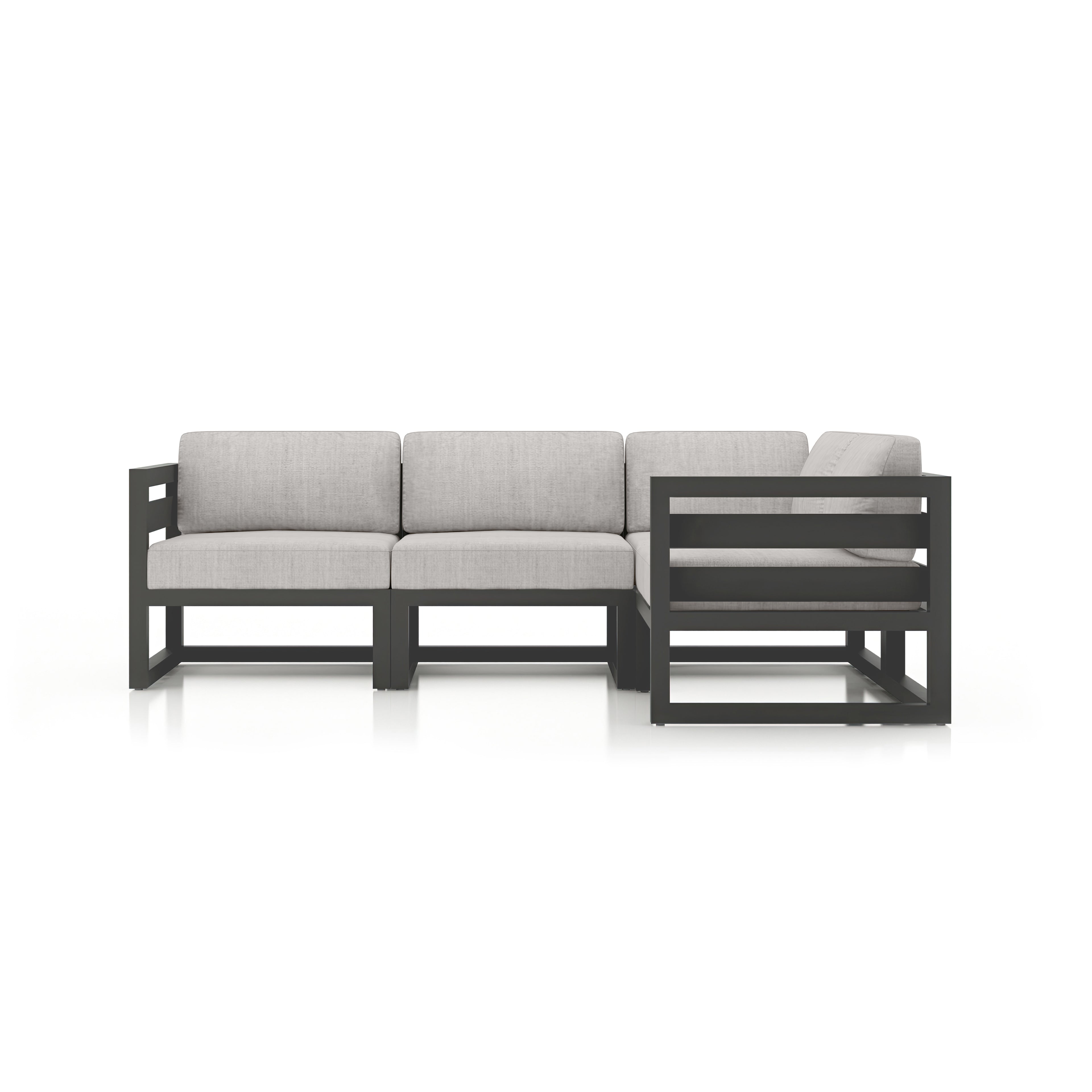 Avion 4 Piece Aluminum Sectional Set#Finish_Slate#Fabric_Cast Silver