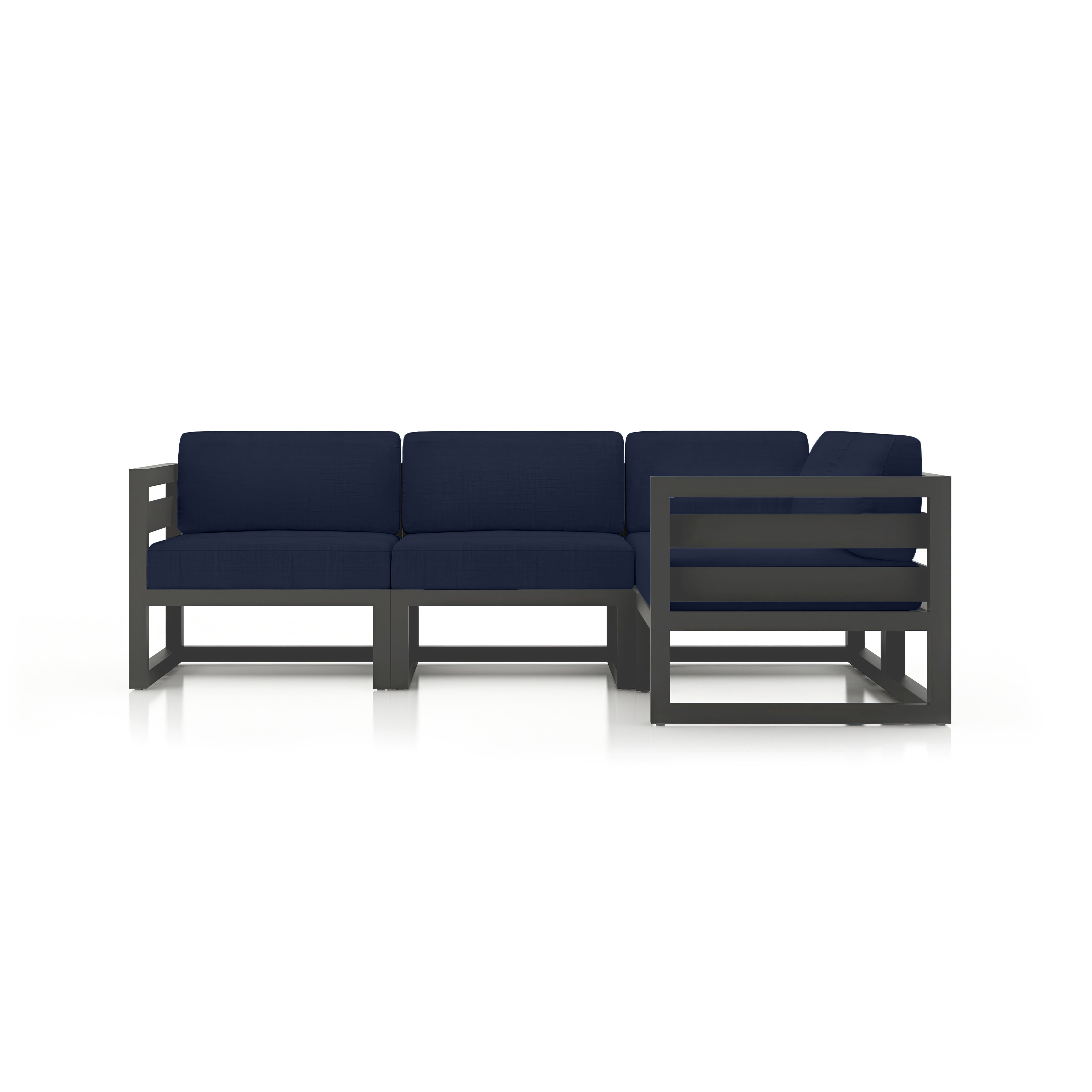 Avion 4 Piece Aluminum Sectional Set#Finish_Slate#Fabric_Spectrum Indigo