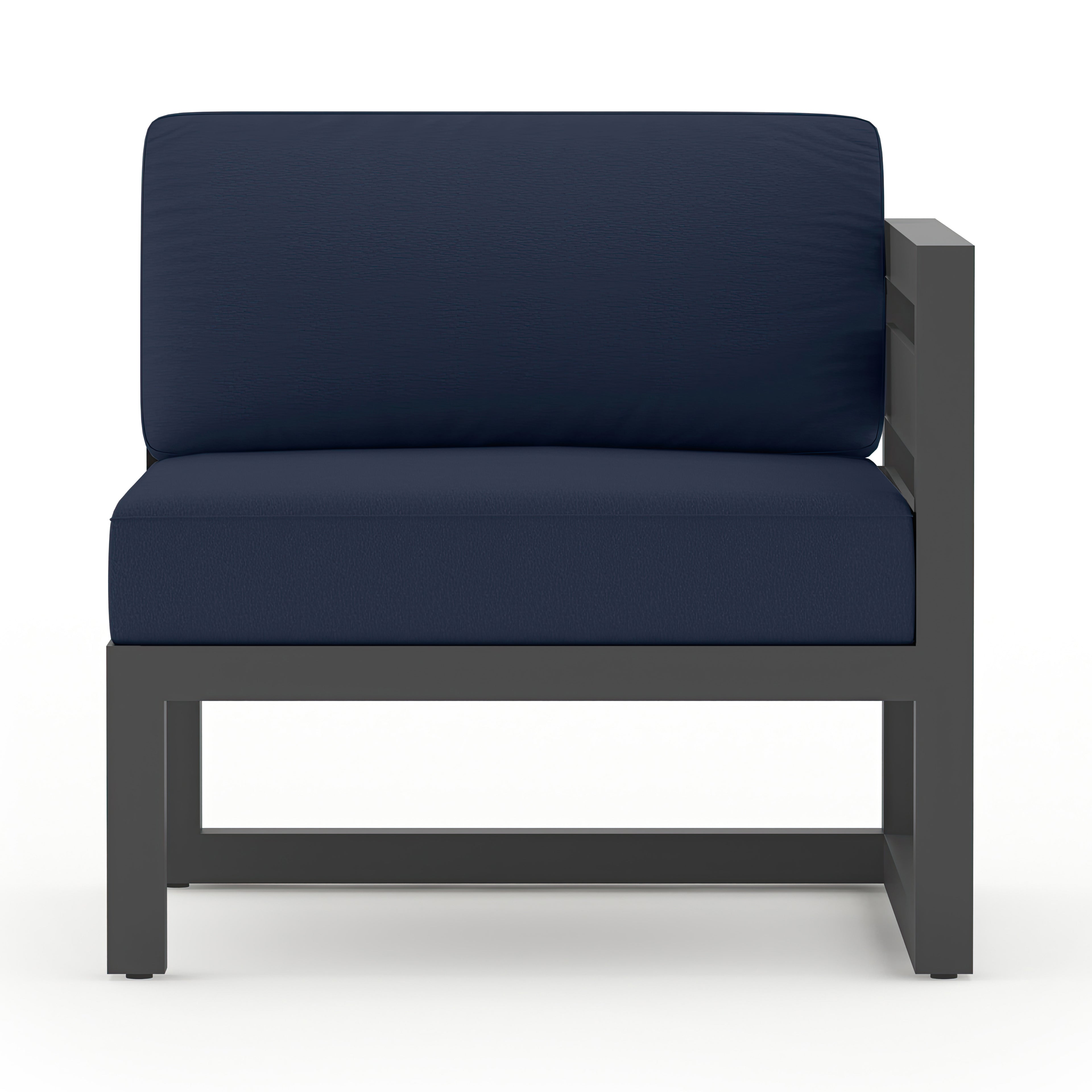 Avion 4 Piece Aluminum Sectional Set#Finish_Slate#Fabric_Spectrum Indigo