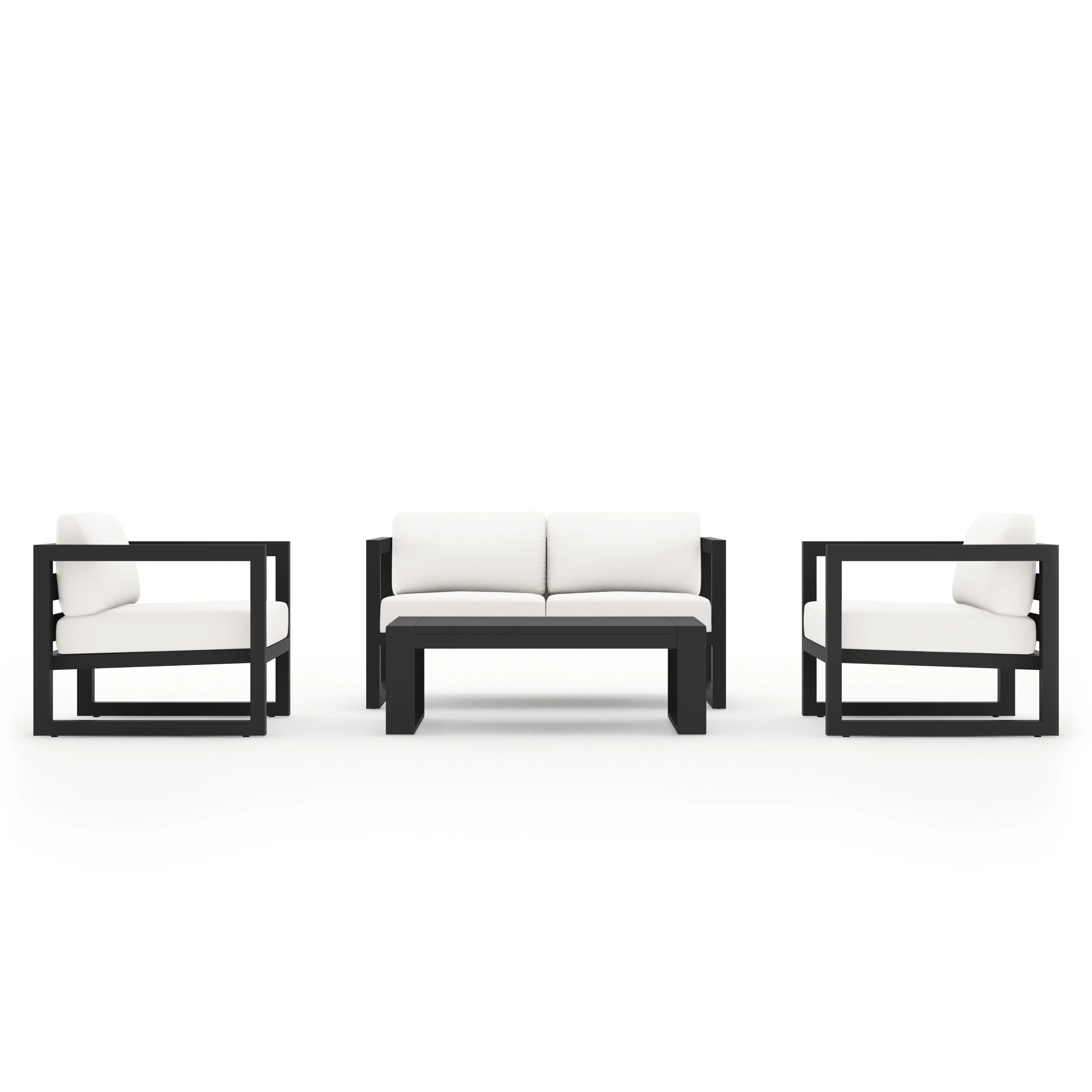 Avion 4 Piece Aluminum Loveseat Set#Finish_Slate#Fabric_Canvas Natural