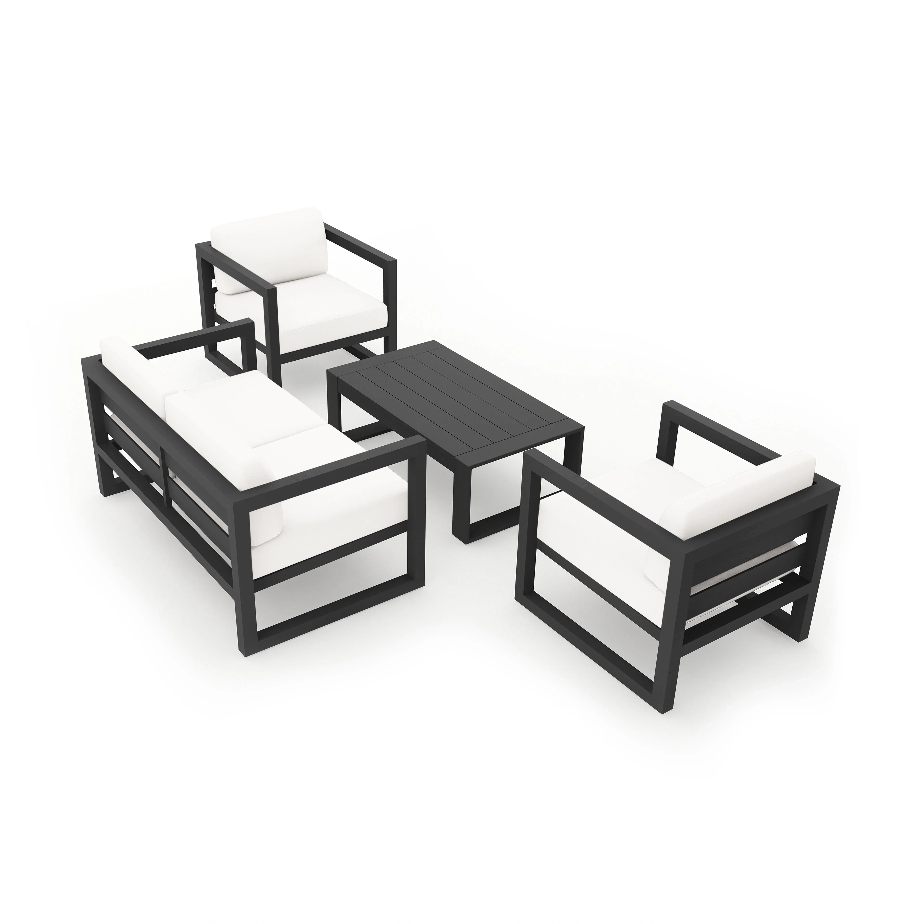 Avion 4 Piece Aluminum Loveseat Set#Finish_Slate#Fabric_Canvas Natural
