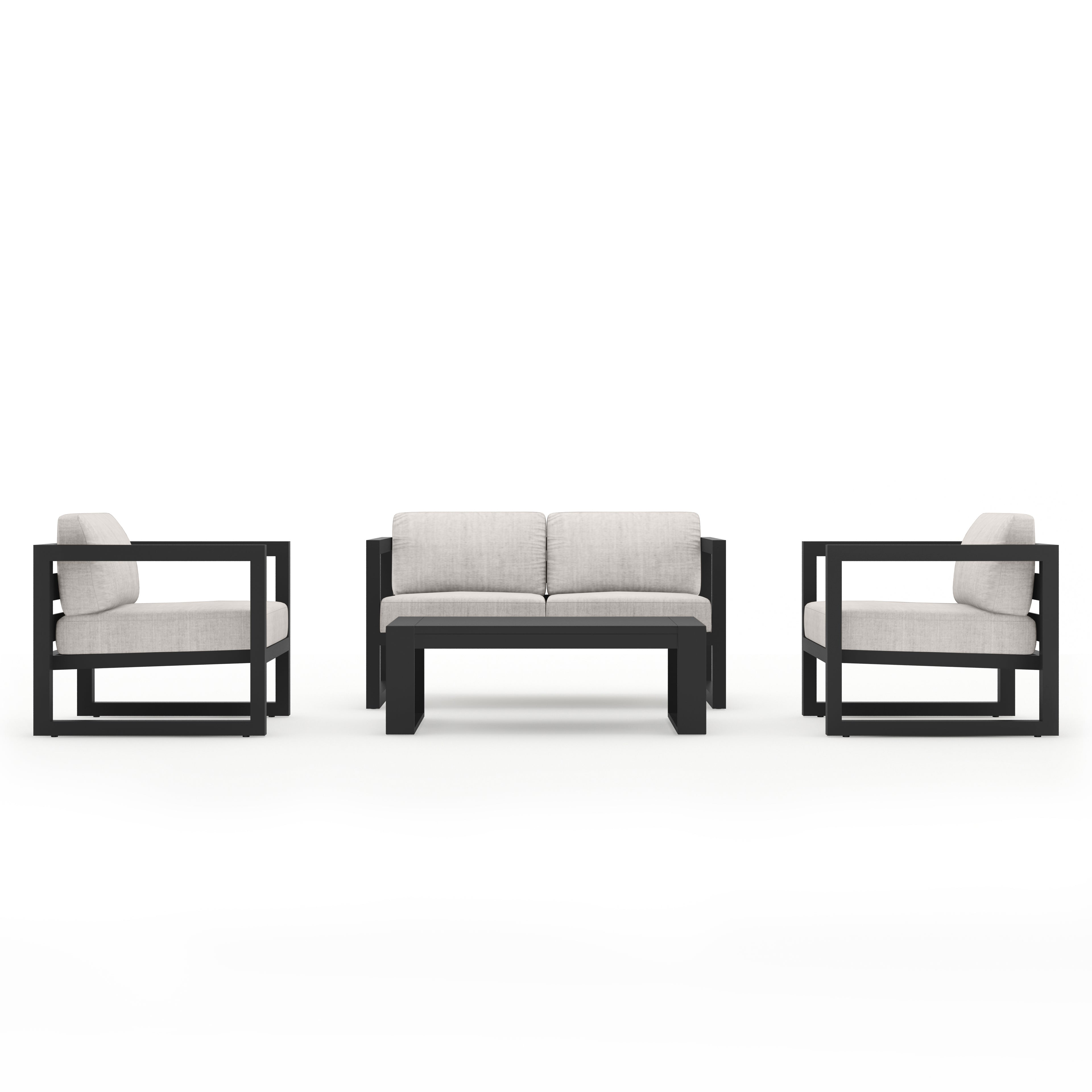 Avion 4 Piece Aluminum Loveseat Set#Finish_Slate#Fabric_Cast Silver