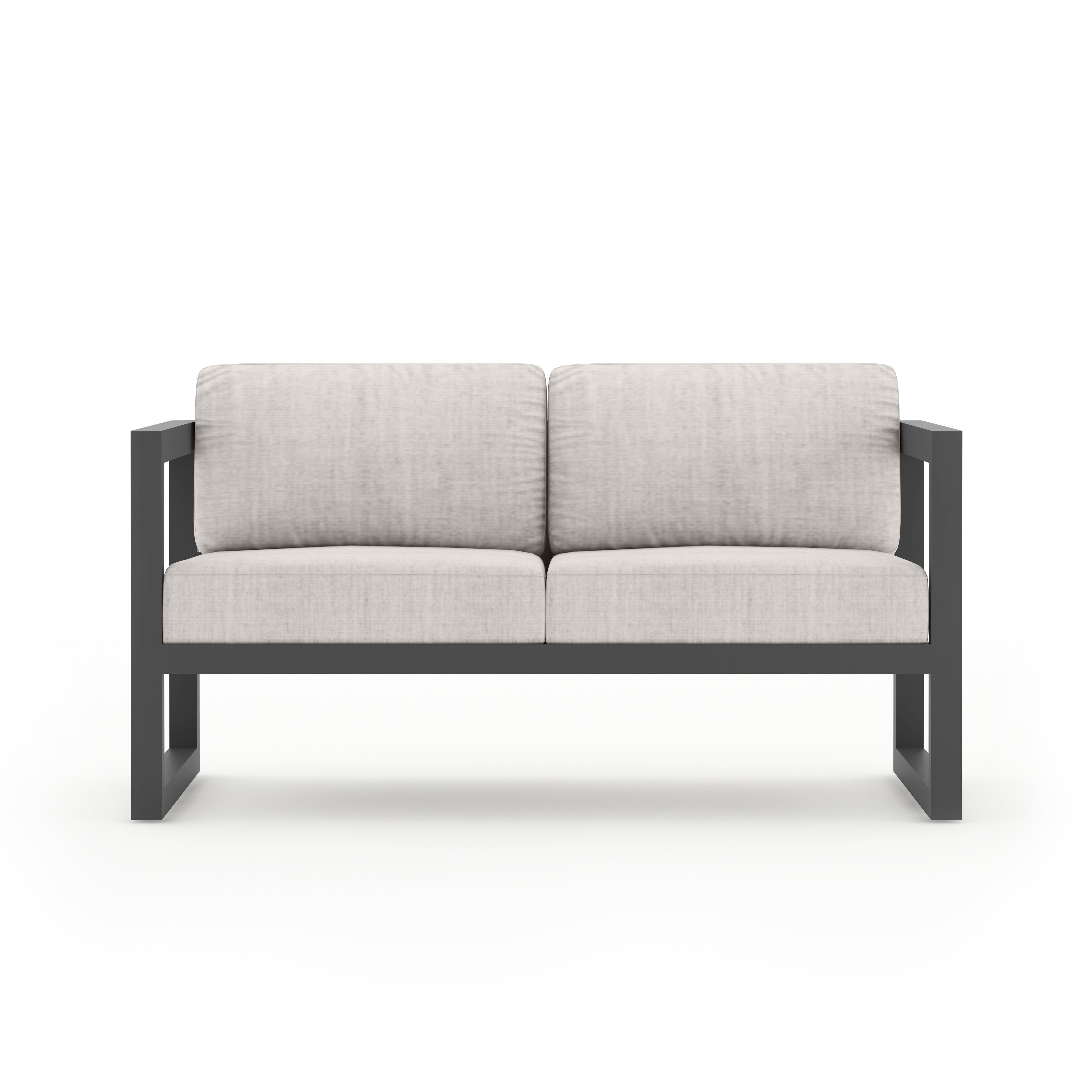 Avion 4 Piece Aluminum Loveseat Set#Finish_Slate#Fabric_Cast Silver