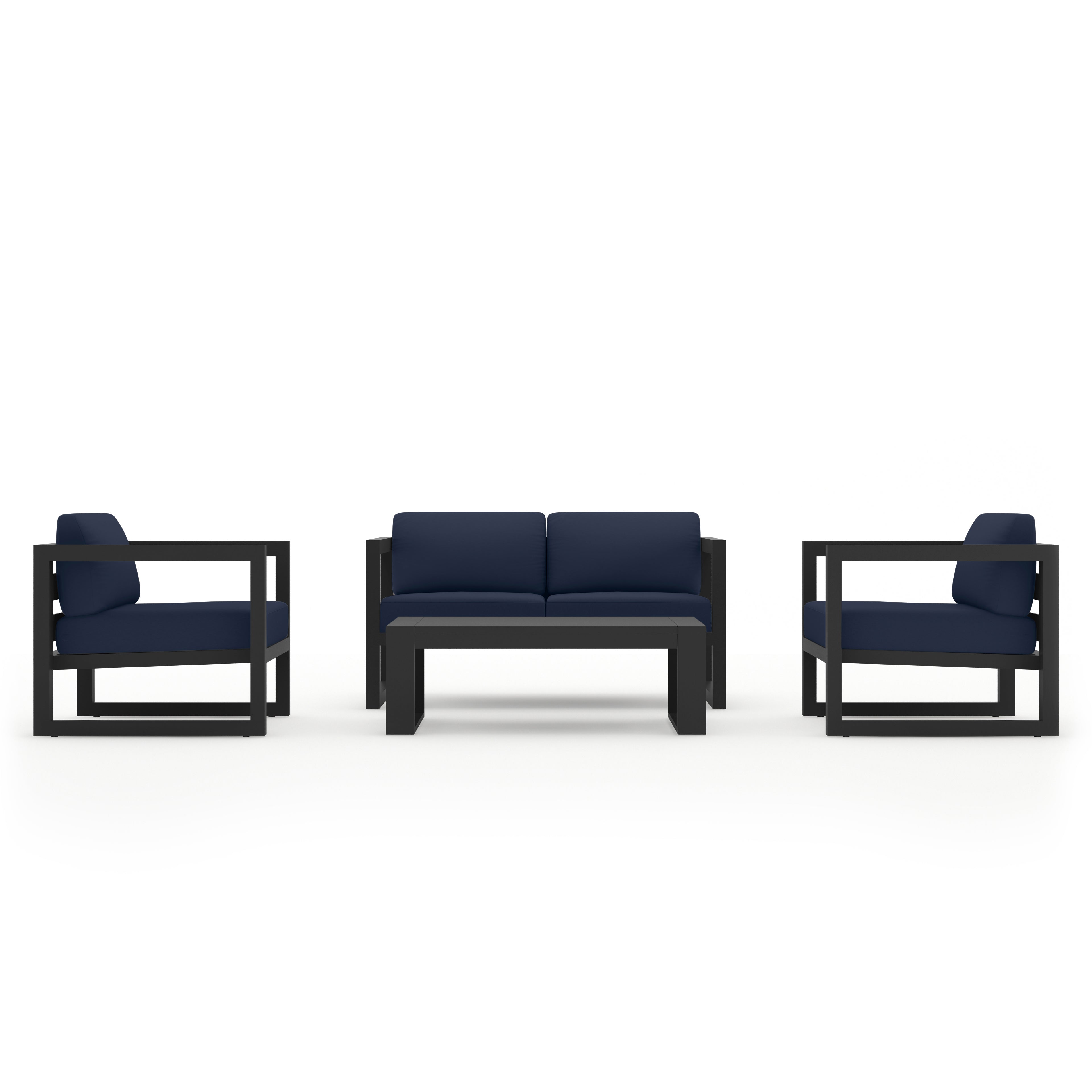 Avion 4 Piece Aluminum Loveseat Set#Finish_Slate#Fabric_Spectrum Indigo