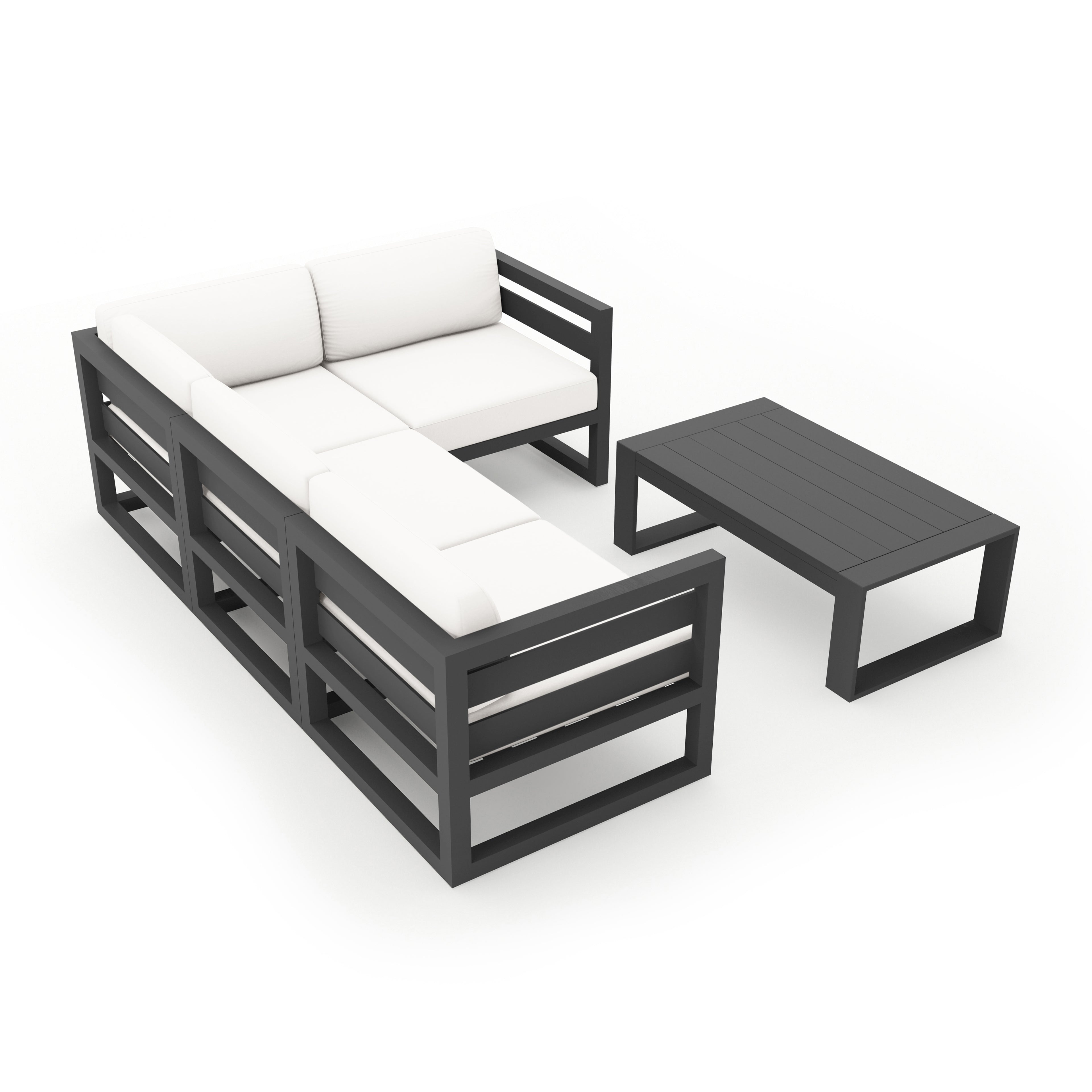 Avion 5 Piece Aluminum Sectional Set#Finish_Slate#Fabric_Canvas Natural