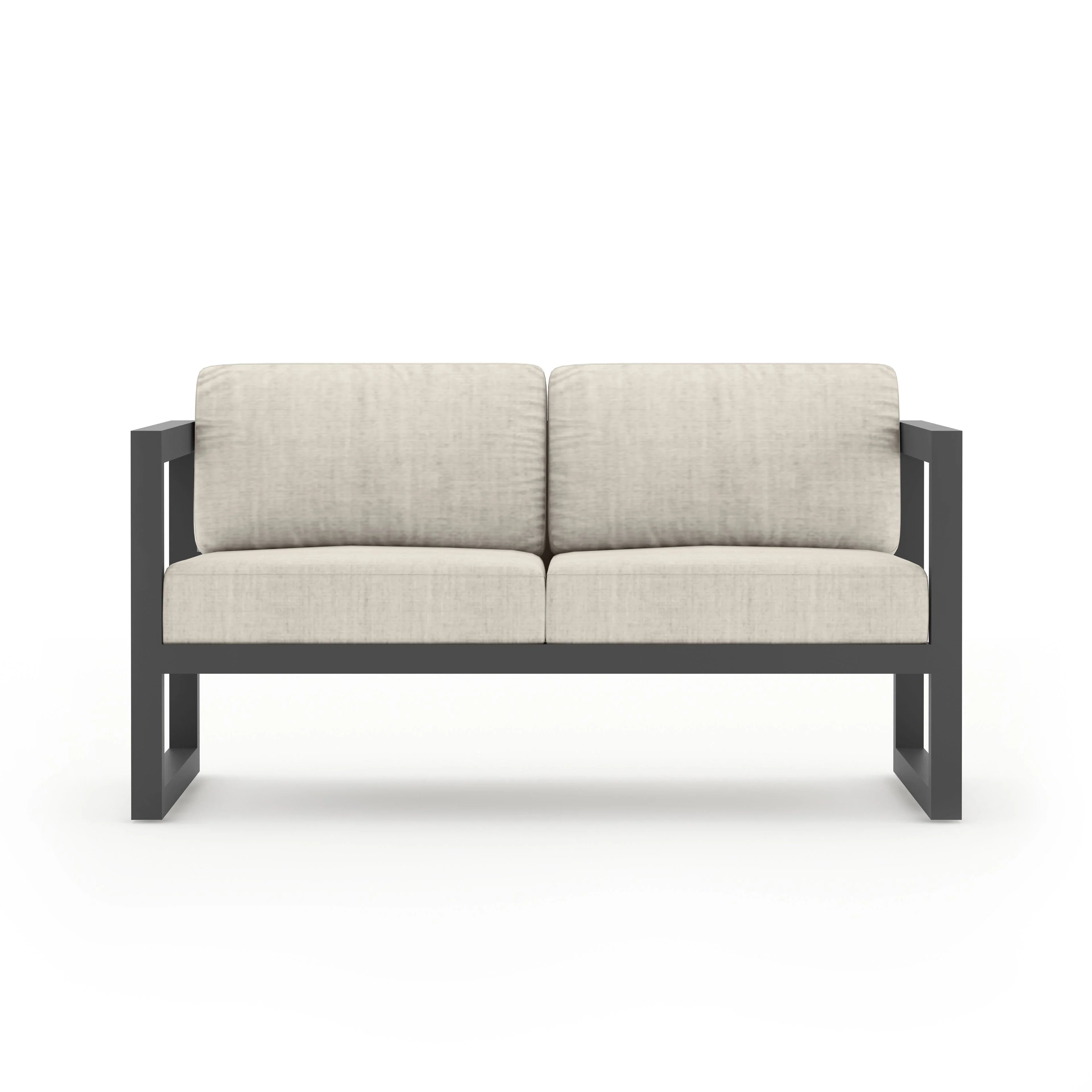 Avion 5 Piece Aluminum Sofa Set#Finish_Slate#Fabric_Cast Silver