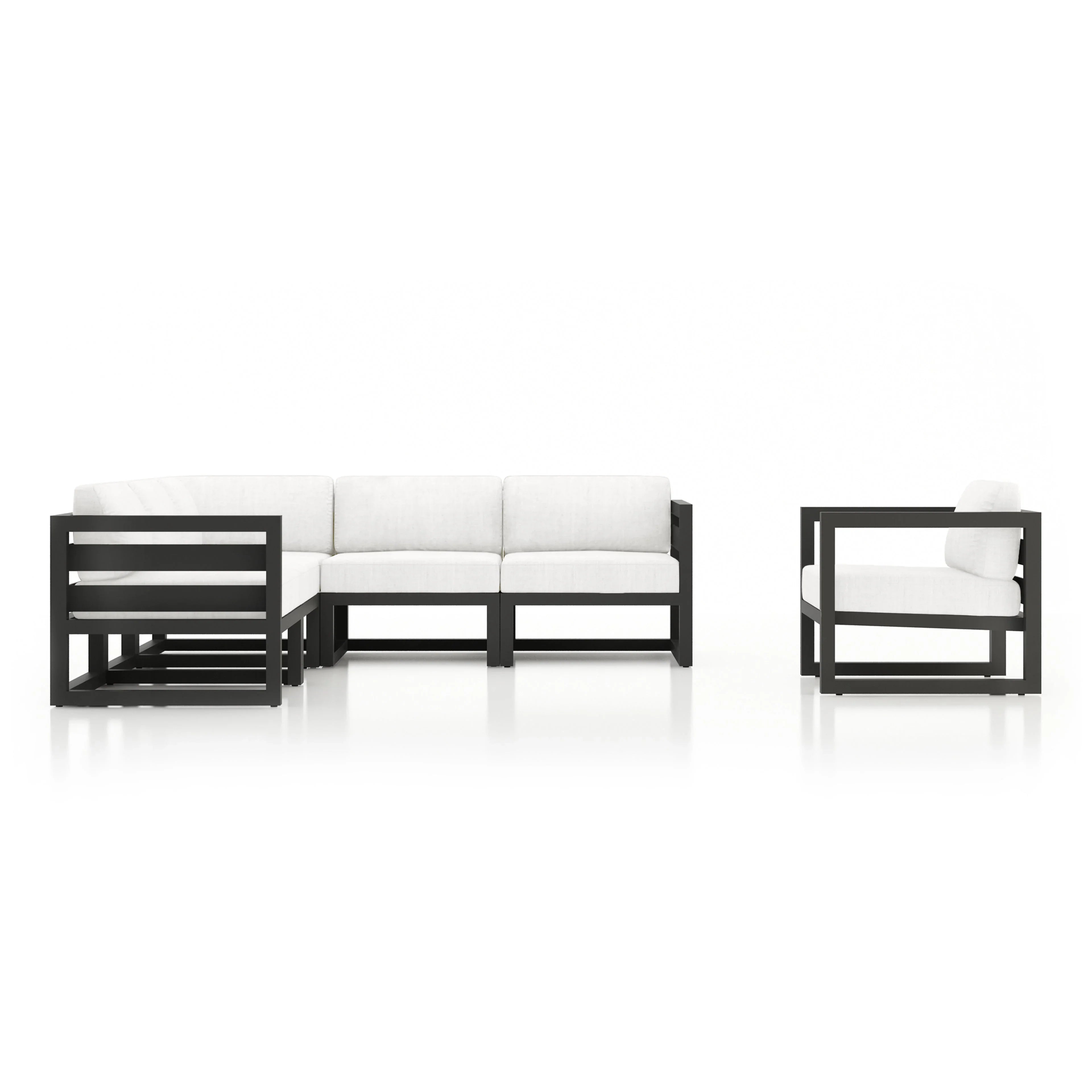 Avion 6 Piece Aluminum Sectional Set#Finish_Slate#Fabric_Canvas Natural