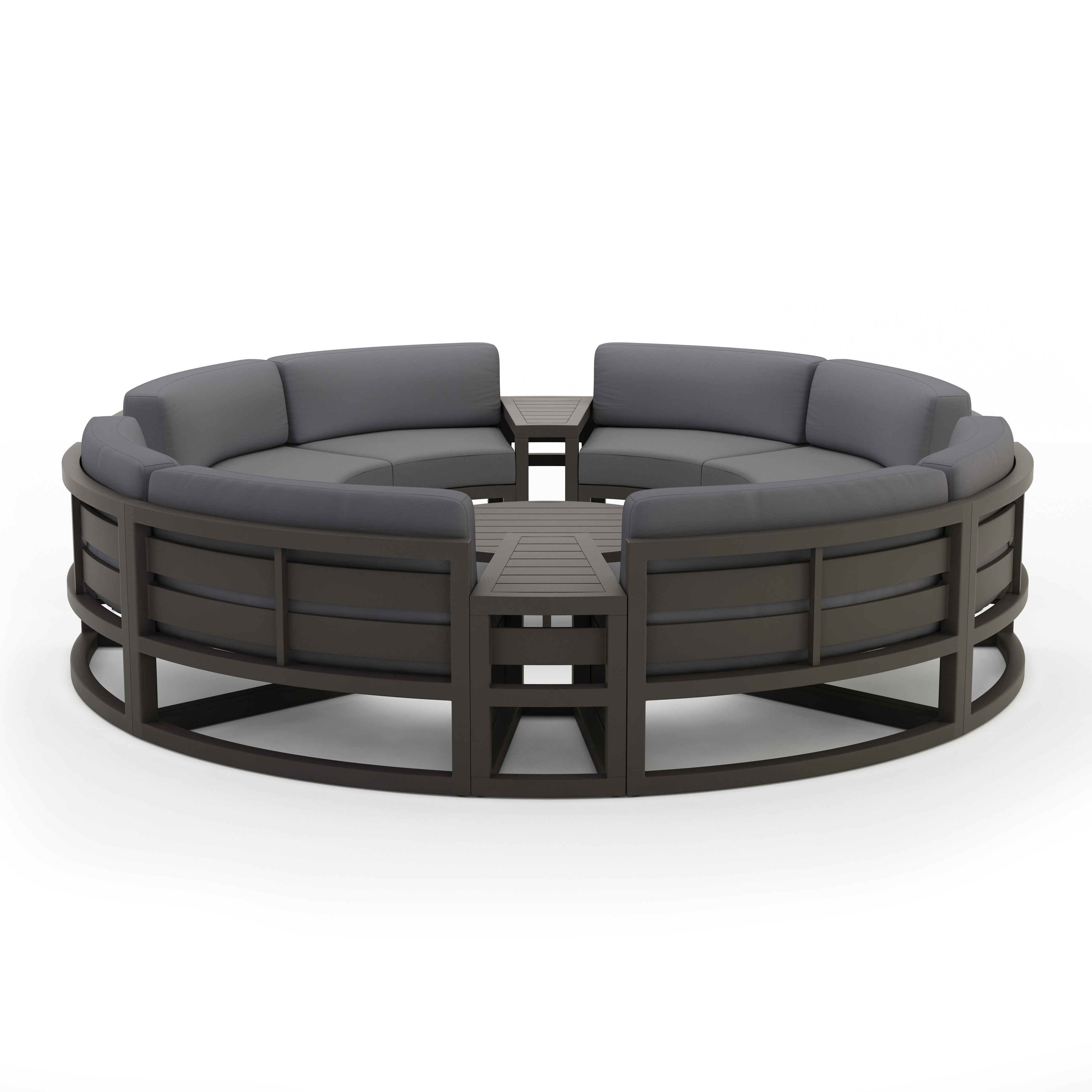 Avion 7 Piece Aluminum Curve Sectional Set#Finish_Slate#Fabric_Canvas Charcoal