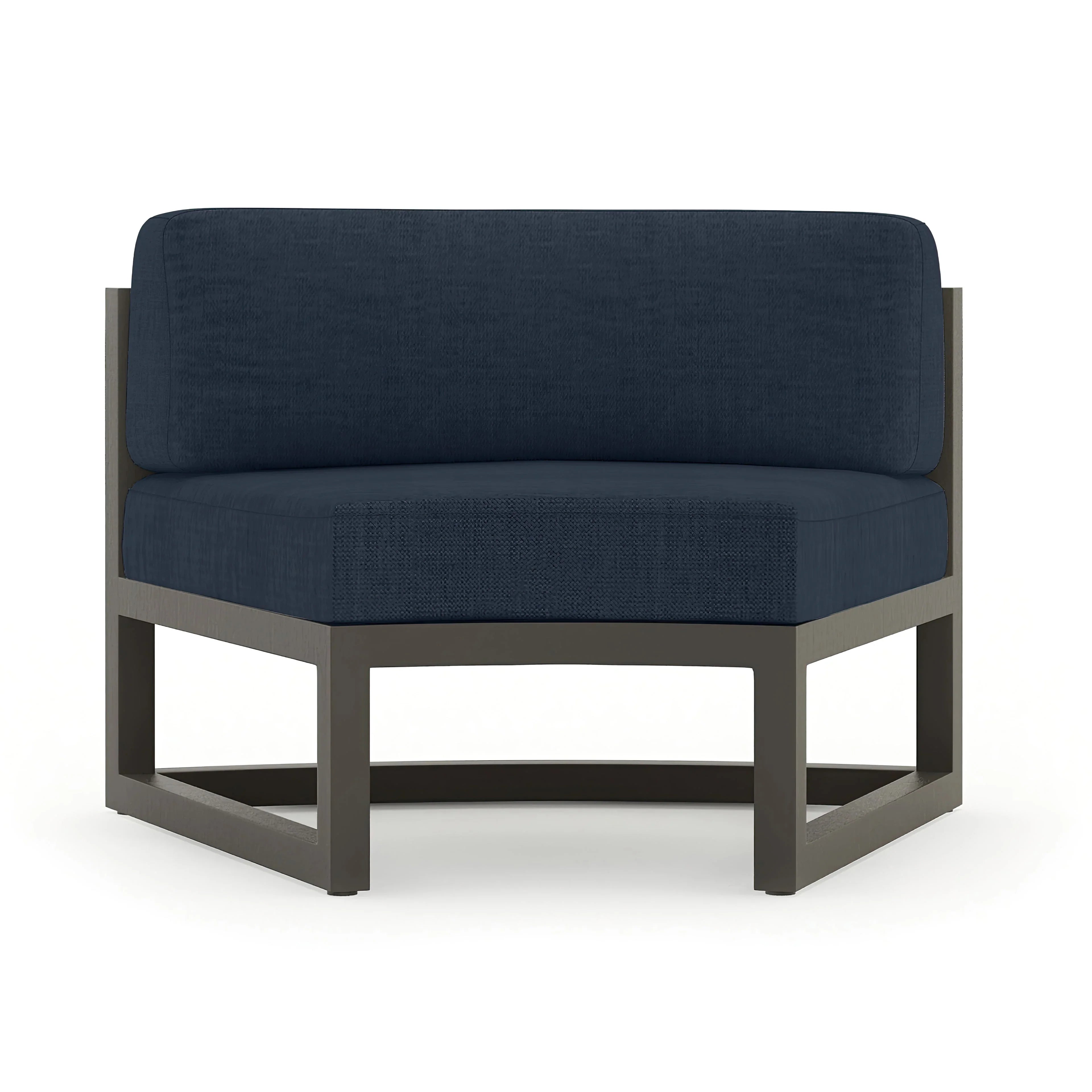 Avion 7 Piece Aluminum Curve Sectional Set#Finish_Slate#Fabric_Spectrum Indigo